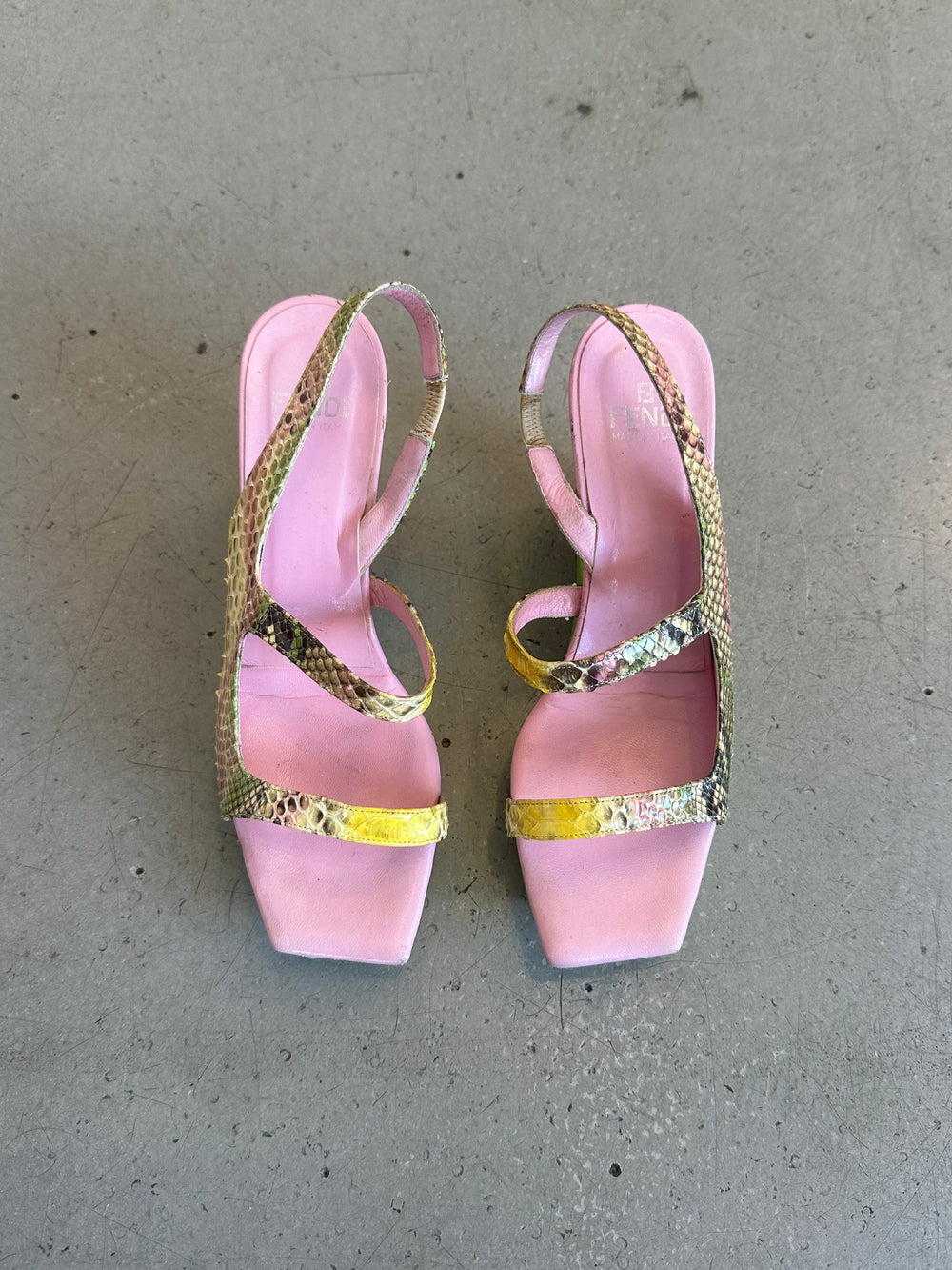 SS1999 SNAKESKIN GREEN CUTOUT WEDGE HEELS