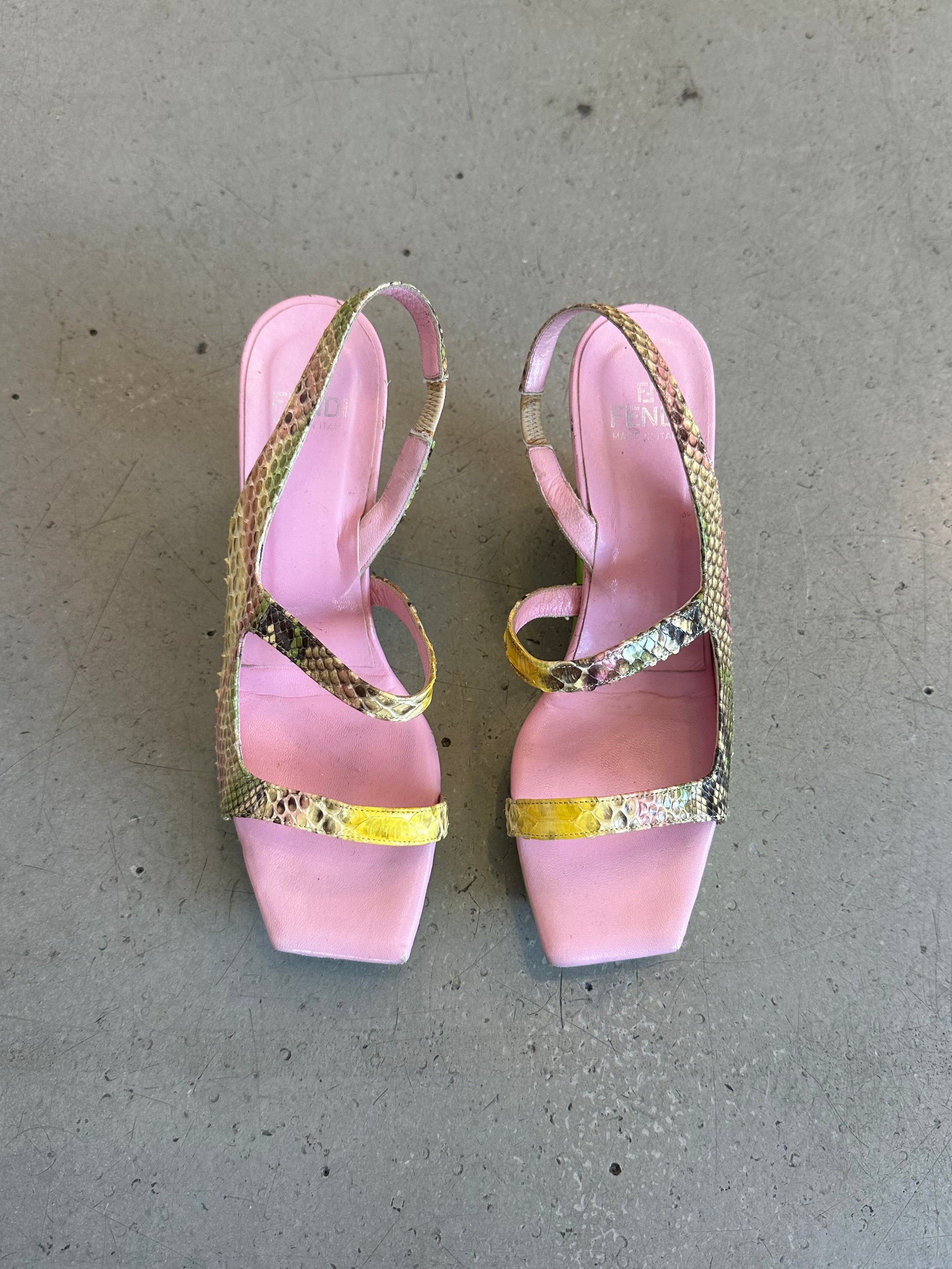 SS1999 SNAKESKIN GREEN CUTOUT WEDGE HEELS