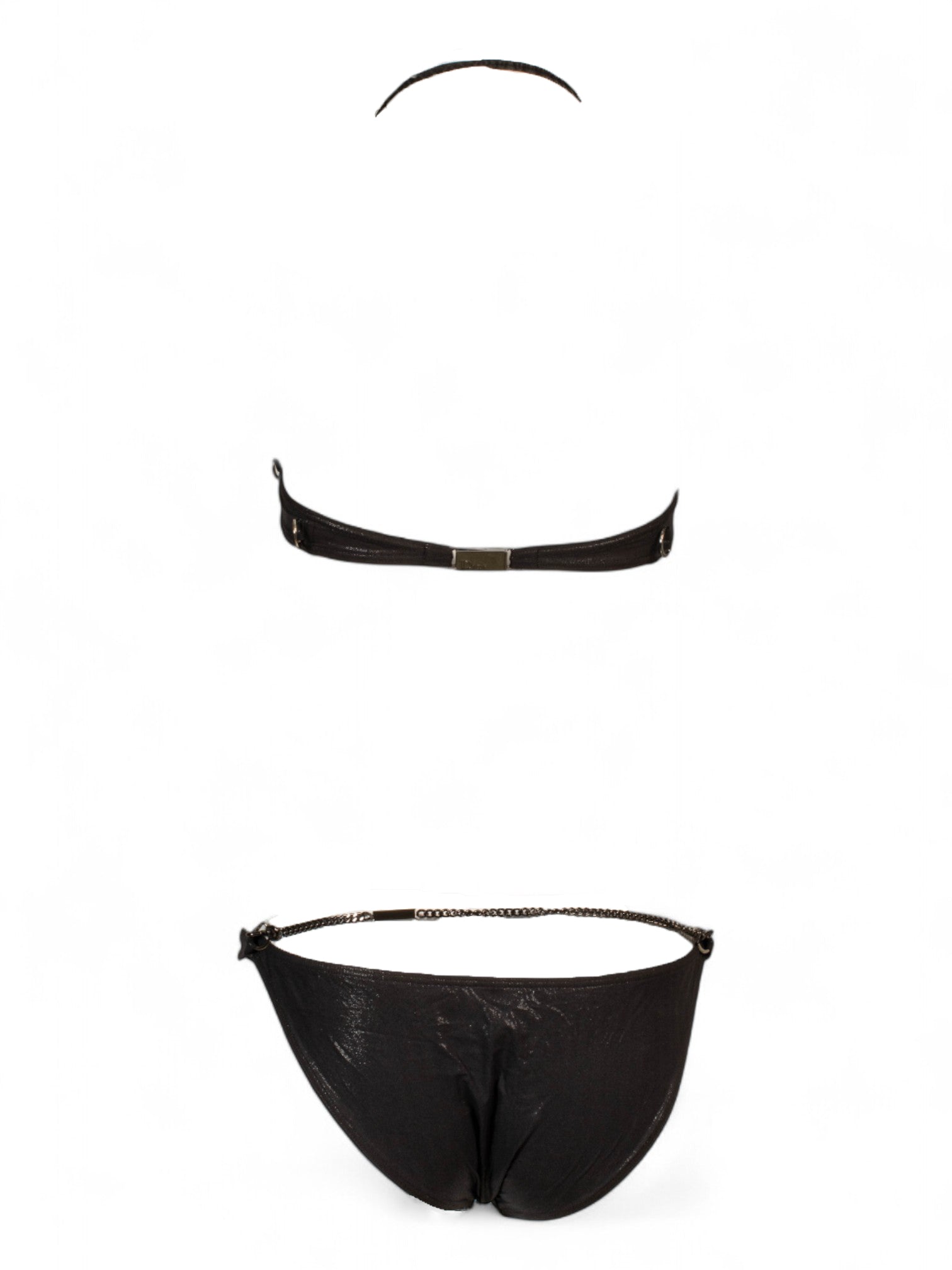 VINTAGE BLACK 2/PC BIKINI with DIOR CHAIN