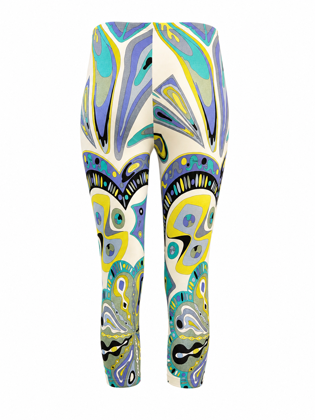 WHITE & BLUE GEOMETRIC PRINTED CAPRIS