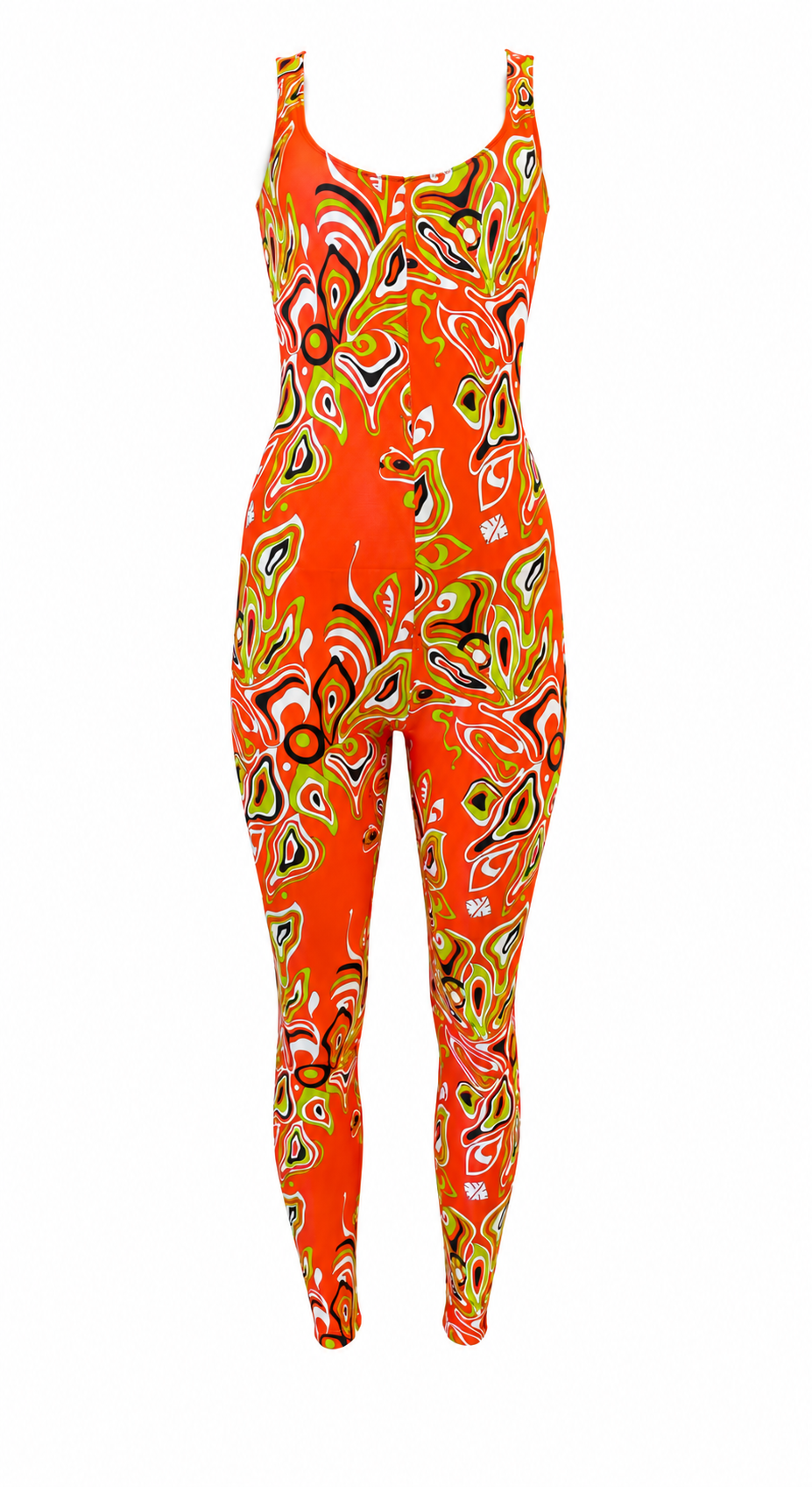 ORANGE & GREEN PSYCHEDELIC PRINTED JUMPSUIT @SM
