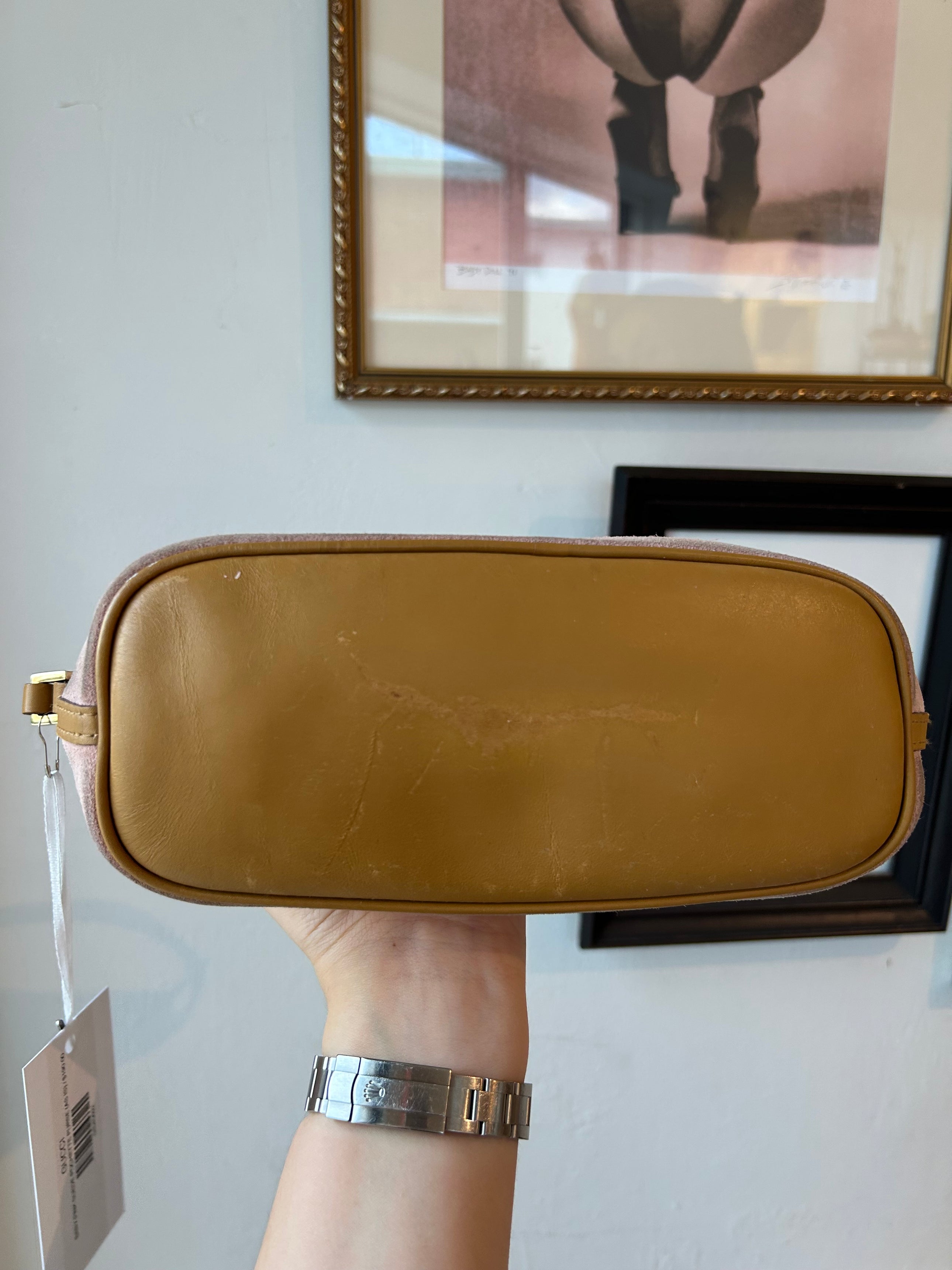 BABY PINK SUEDE POCHETTE PURSE (AS IS)