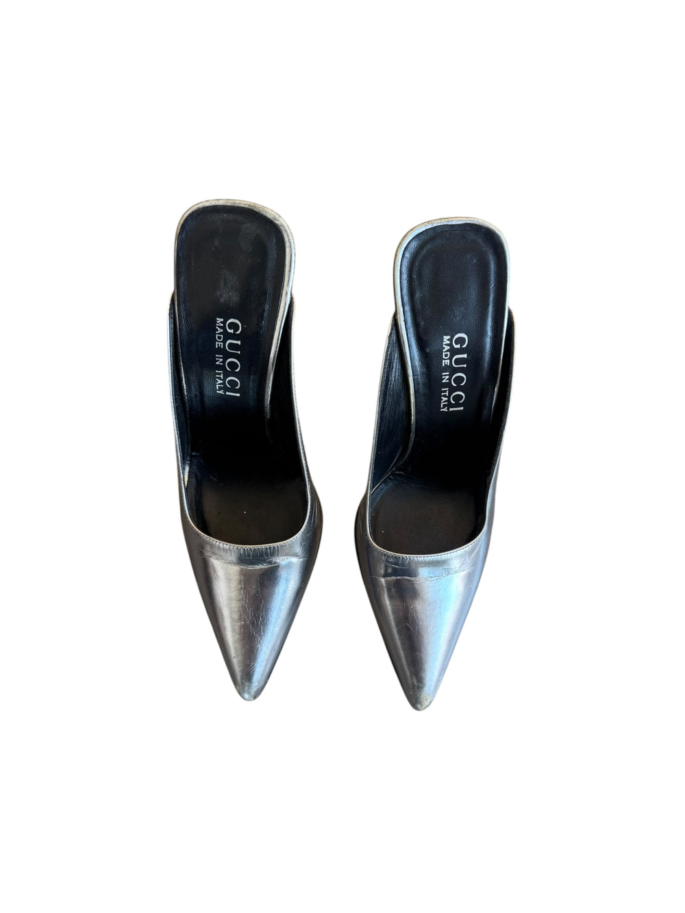 TOM FORD SILVER METALLIC POINTED TOE HEELS (AS IS) @SM