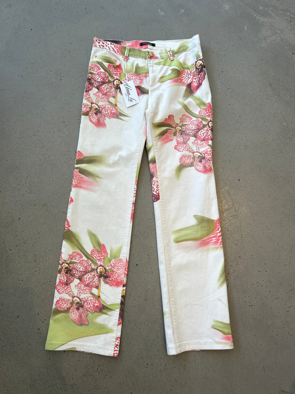 MID RISE ORCHID PRINT JEANS