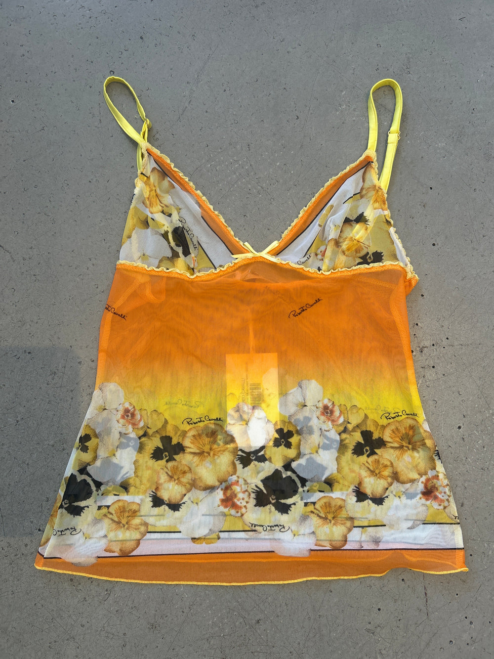 90S/00S ORANGE FLORAL MESH CAMI TANK