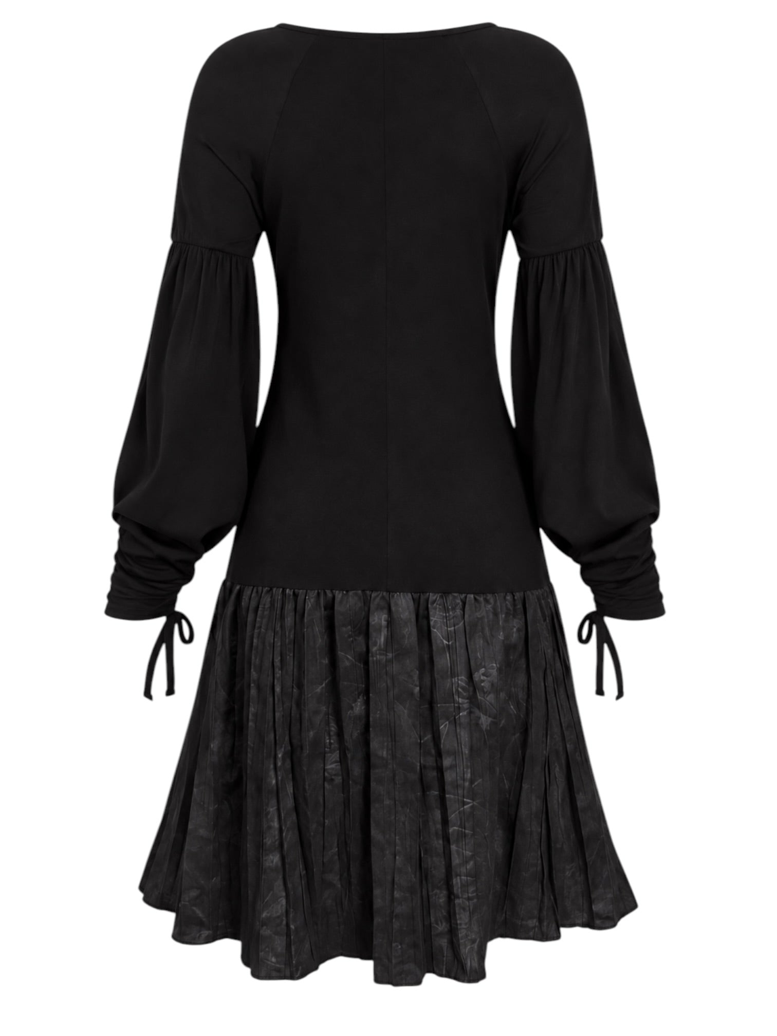 BLACK PATCHWORK L/S DRESS @SM