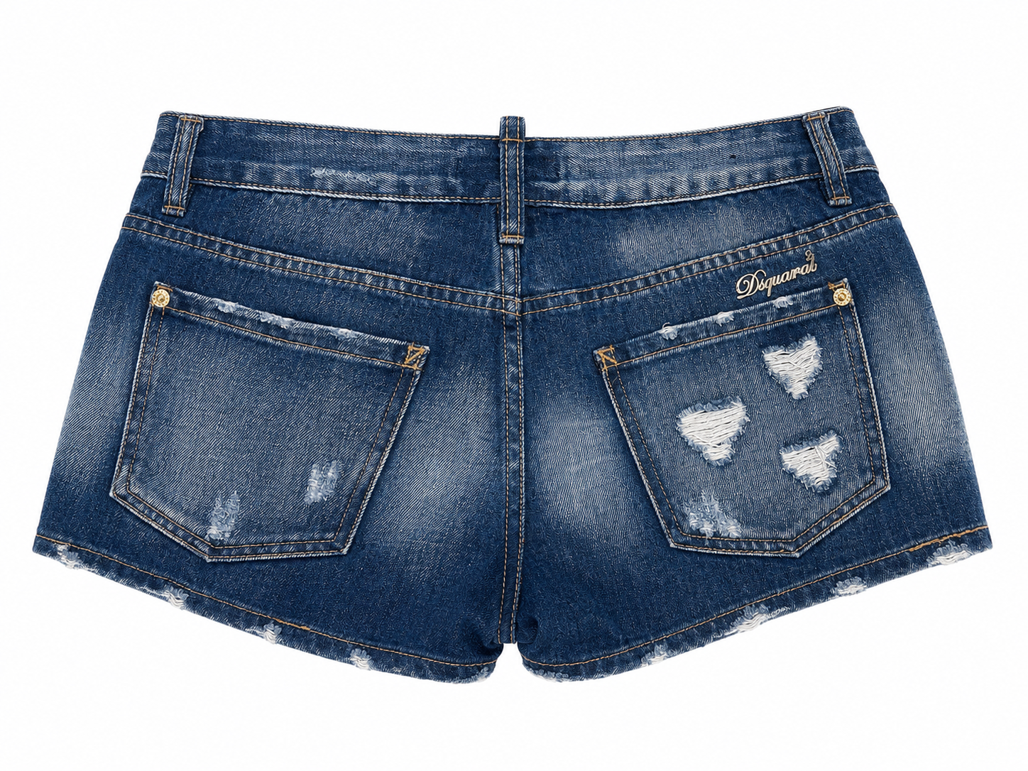 DISTRESSED DARK WASH MICRO SHORTS