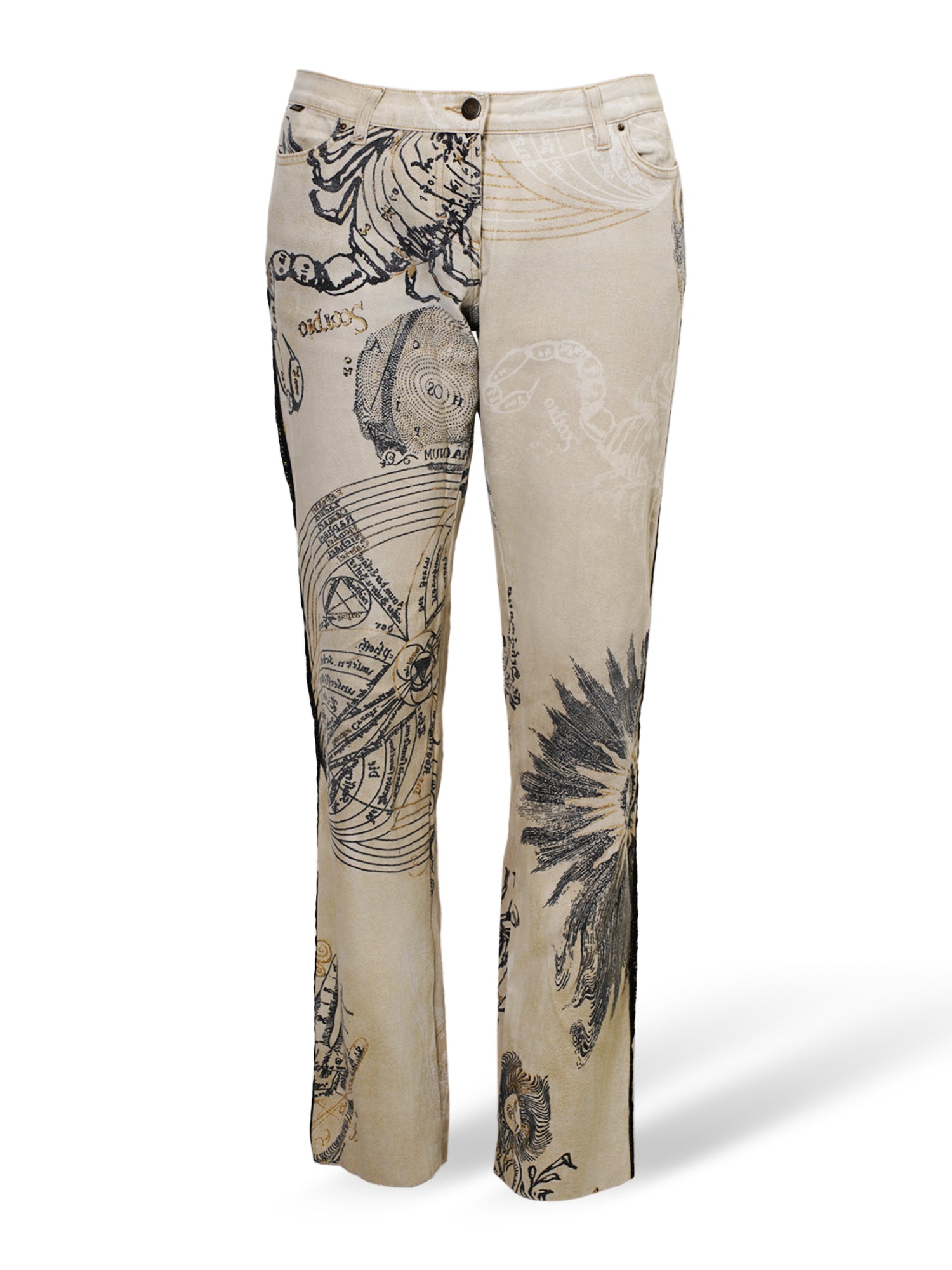 FW03 SCORPIO BEIGE ASTROLOGY SCRIPT JEANS