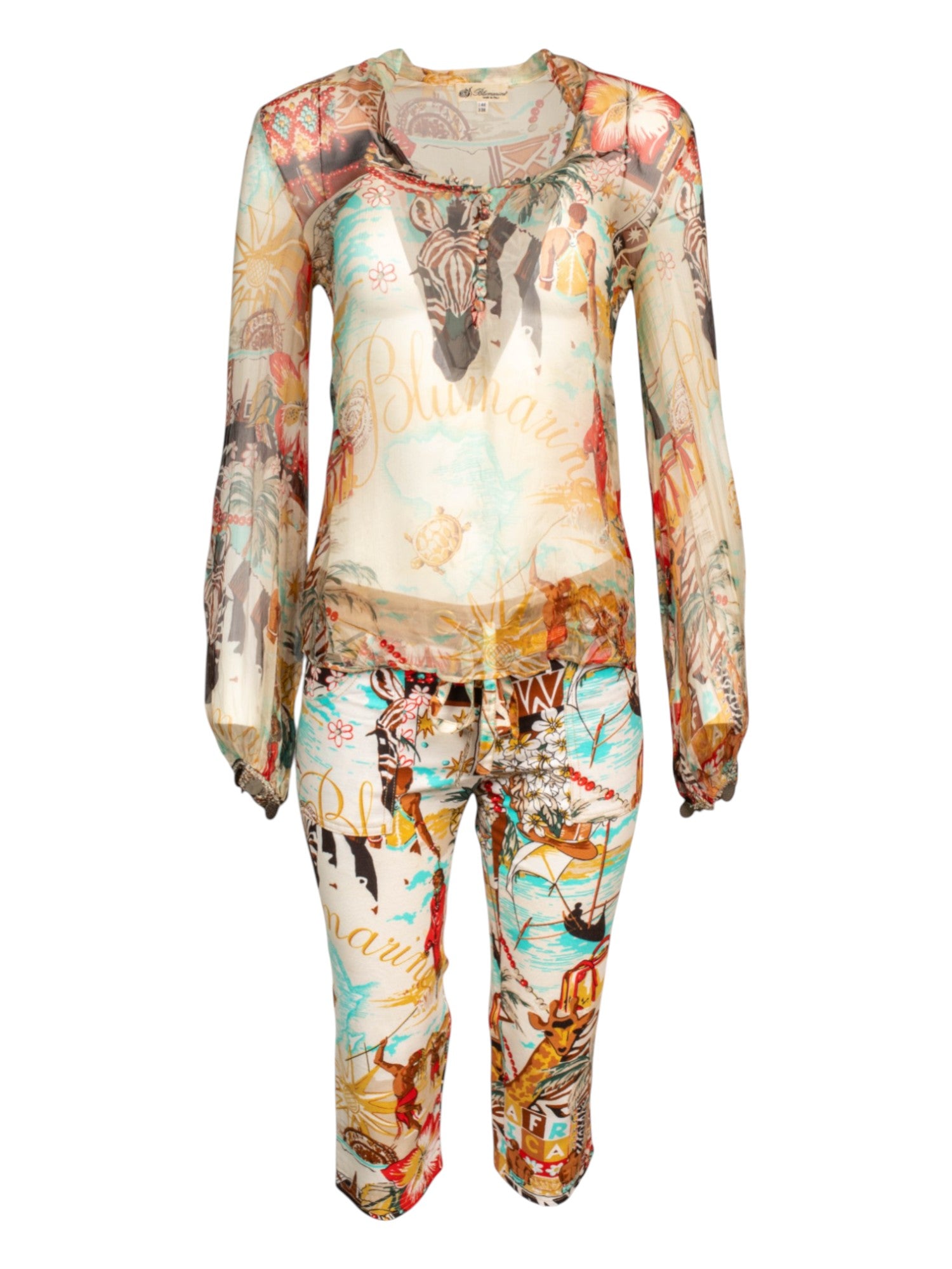 "AFRICA" PRINTED SILK CAPRI & TOP SET