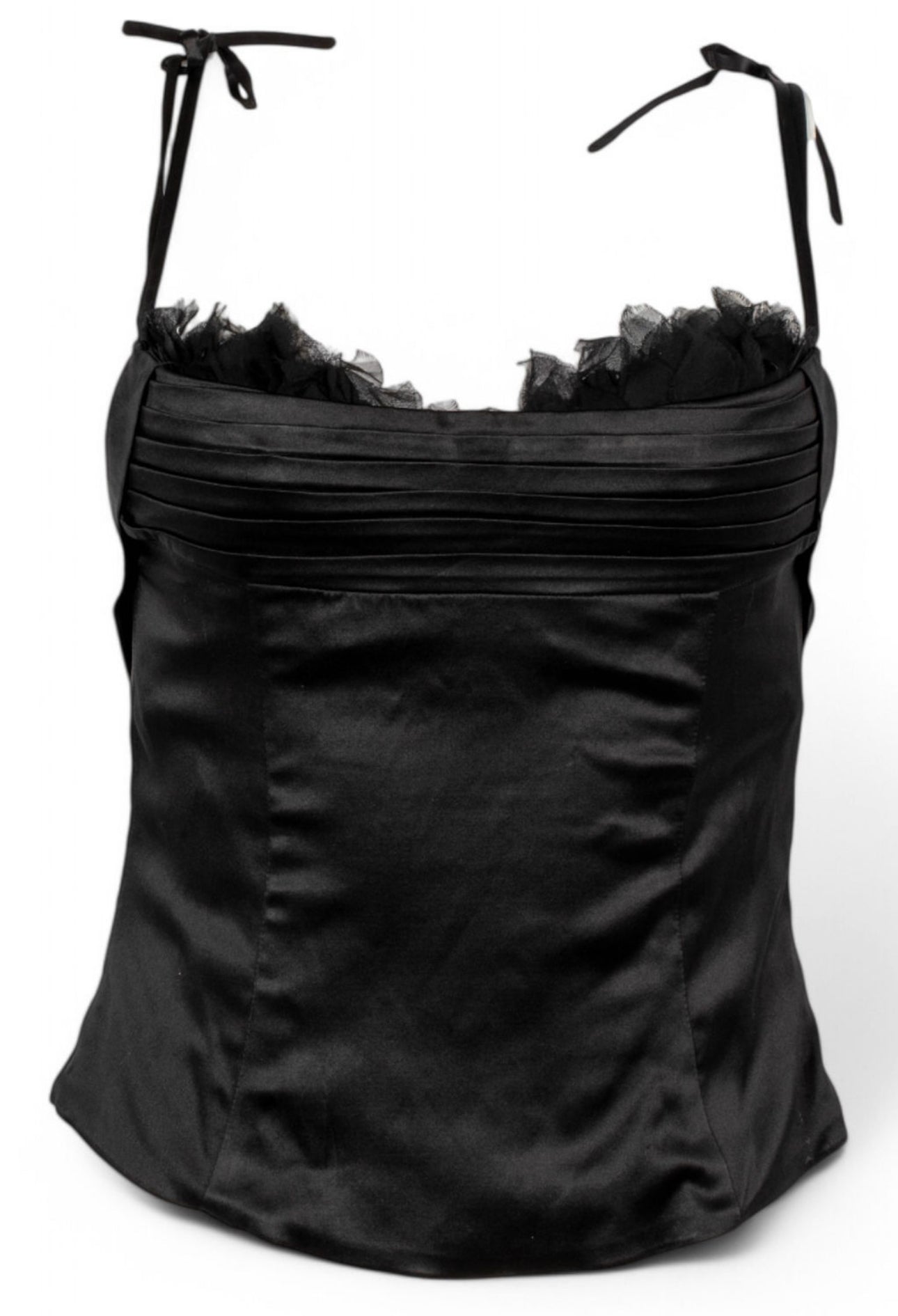 90S BLACK SATIN EXPOSED BRA TOP