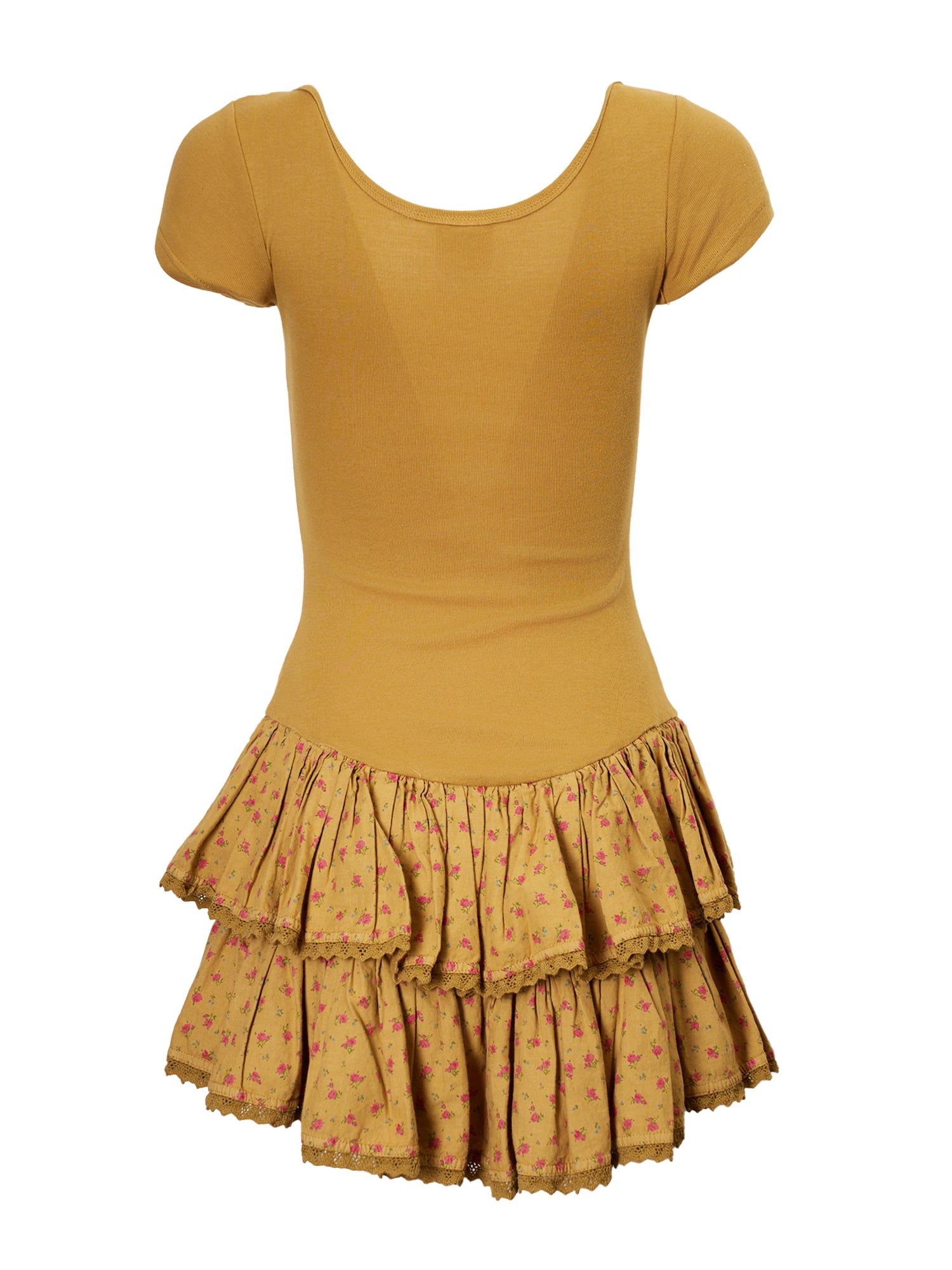 1980s PUNK LABEL YELLOW TIERED RUFFLE DRESS