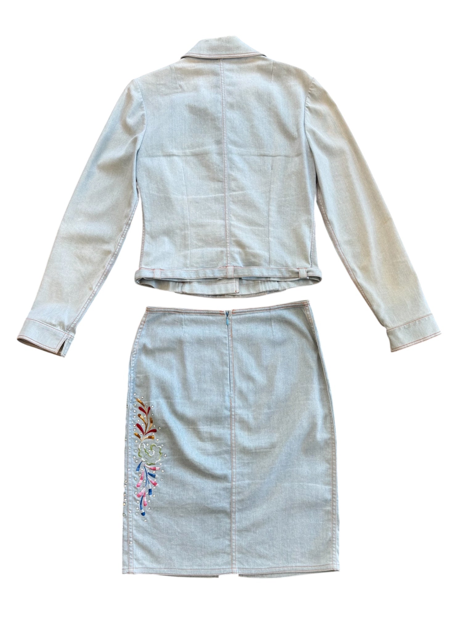 SS02 DENIM BUTTERFLY JACKET/SKIRT SET @SM
