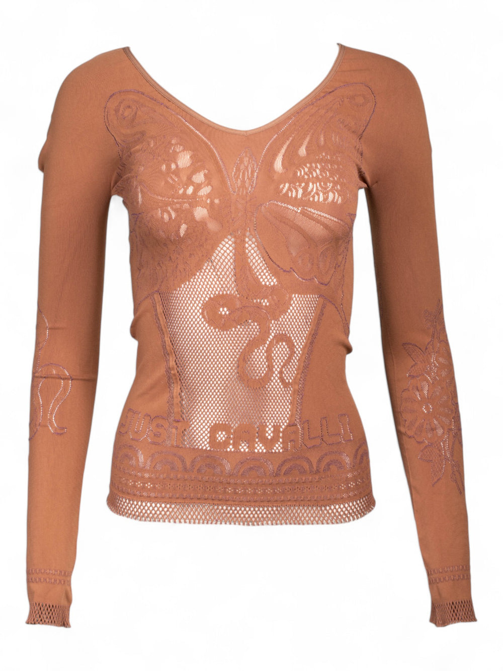 MAUVE FISHNET LONG SLEEVE TOP