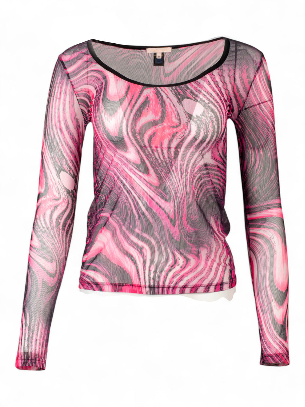 90s PINK AND BLACK MESH LONGSLEEVE TOP