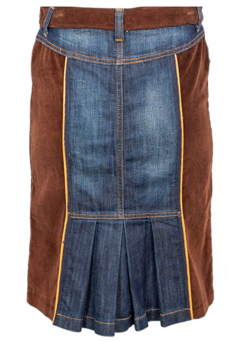 00S CORDUROY AND DENIM MIDI SKIRT