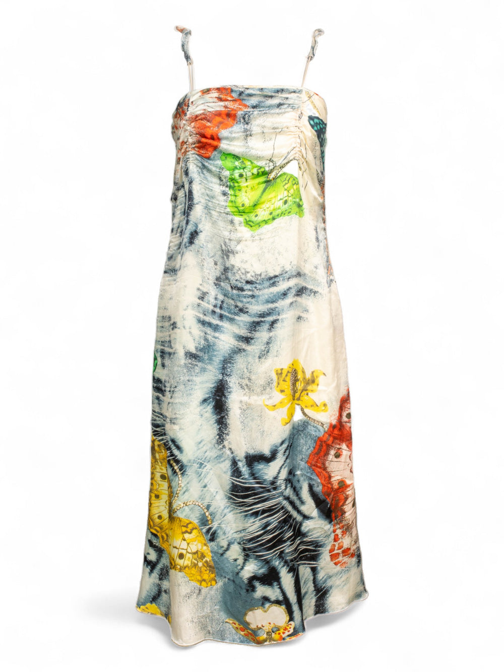 SILK BUTTERFLY PRINTED MINI DRESS