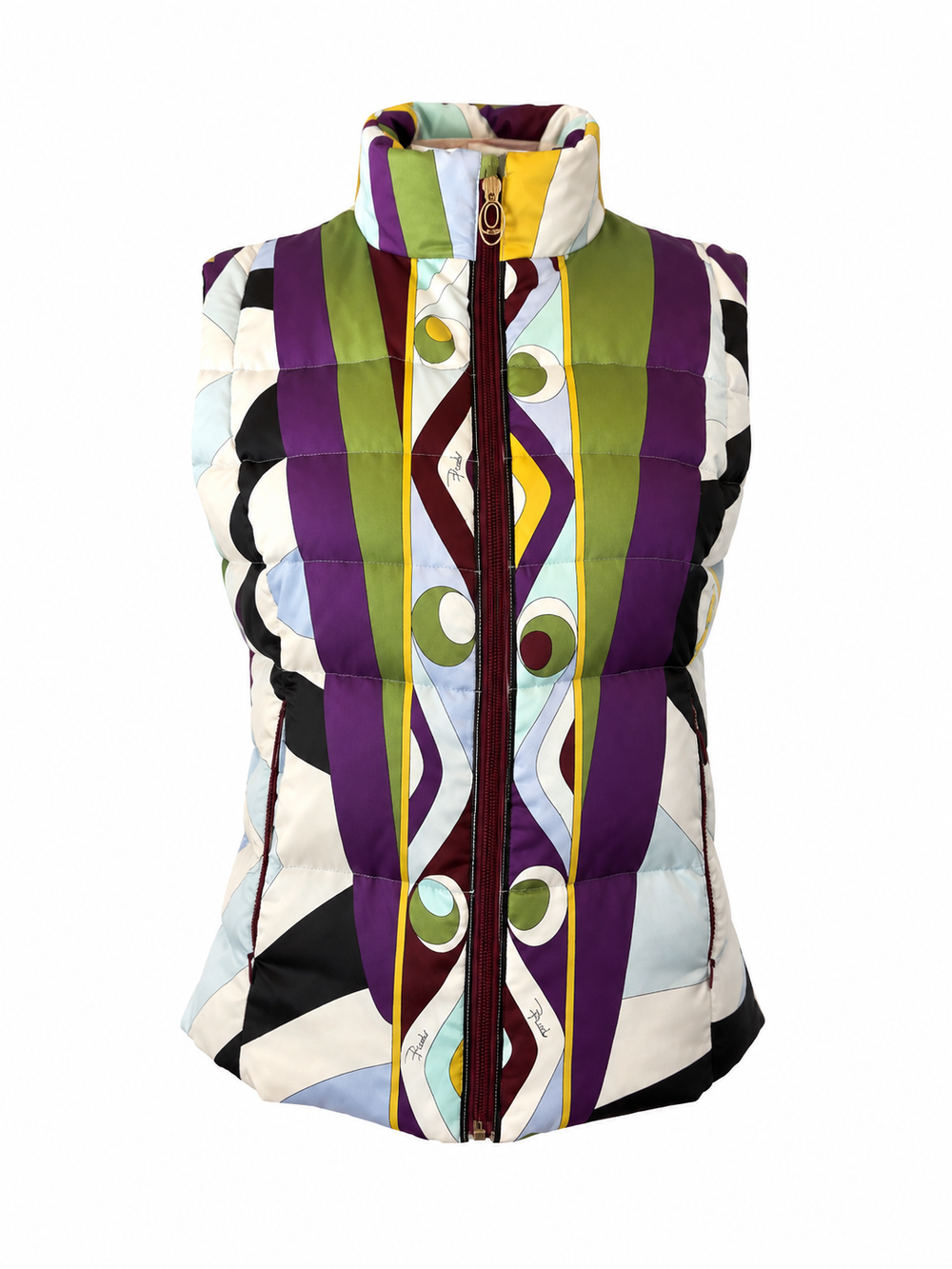 90S PURPLE/GREEN CLASSIC PRINTED PUFFER VEST
