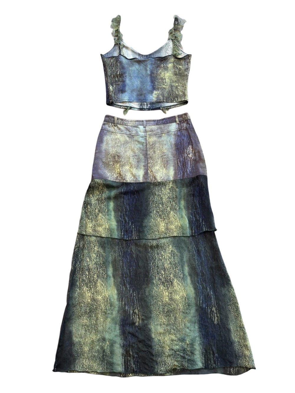 DENIM & SILK ABSTRACT PRINTED SET