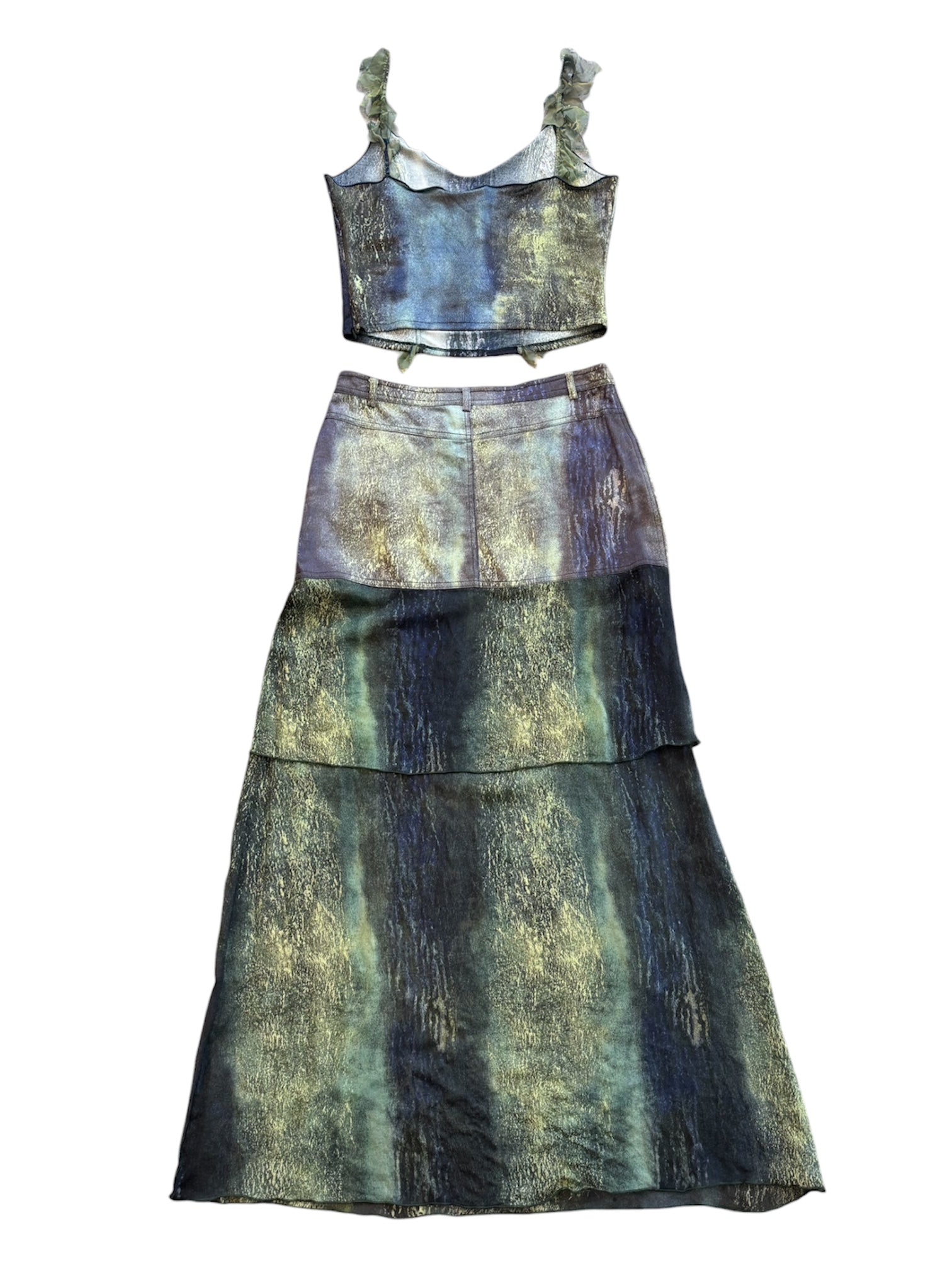 DENIM & SILK ABSTRACT PRINTED SET