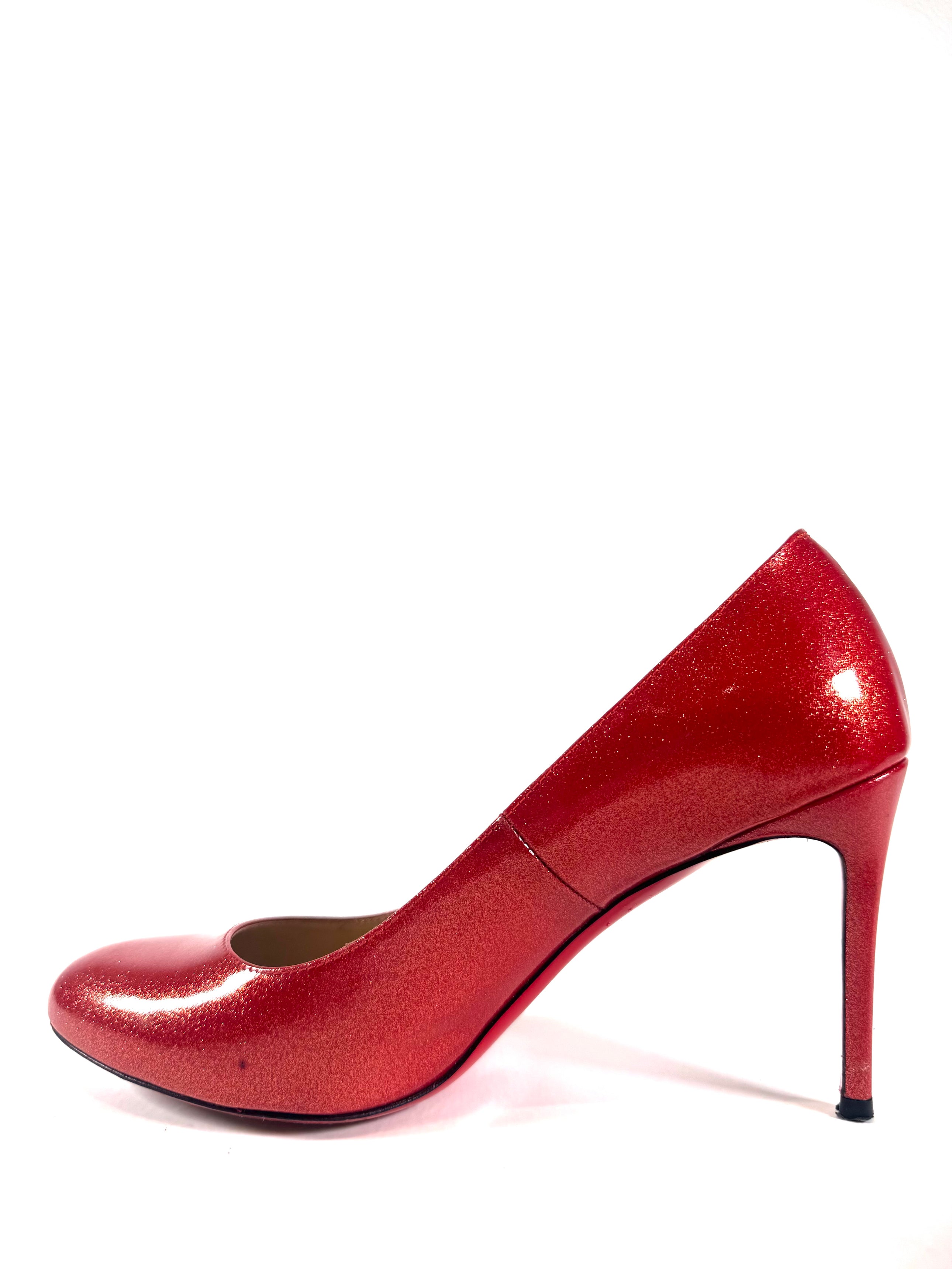 RED SPARKLY PATENT LEATHER PUMPS @JKOVA