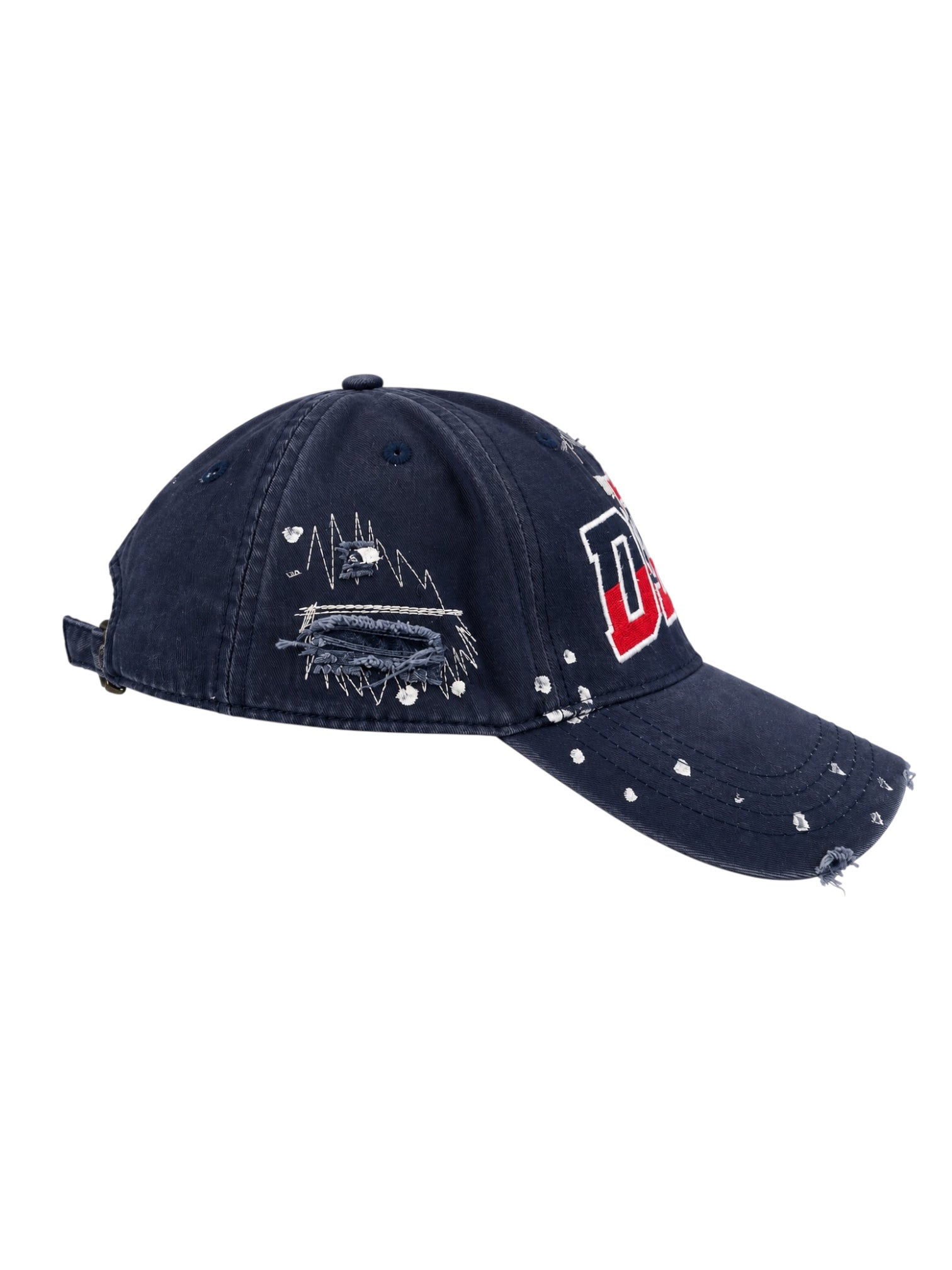 NAVY PAINT SPLATTER & DISTRESSED BASEBALL CAP