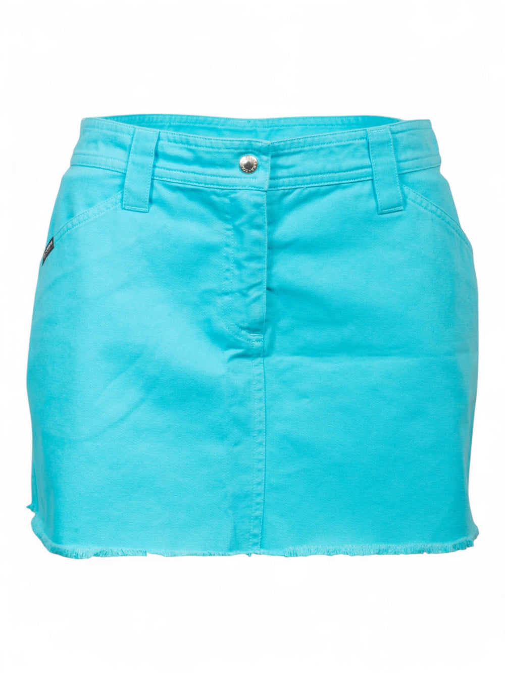 TURQUOISE DENIM MINI SKIRT