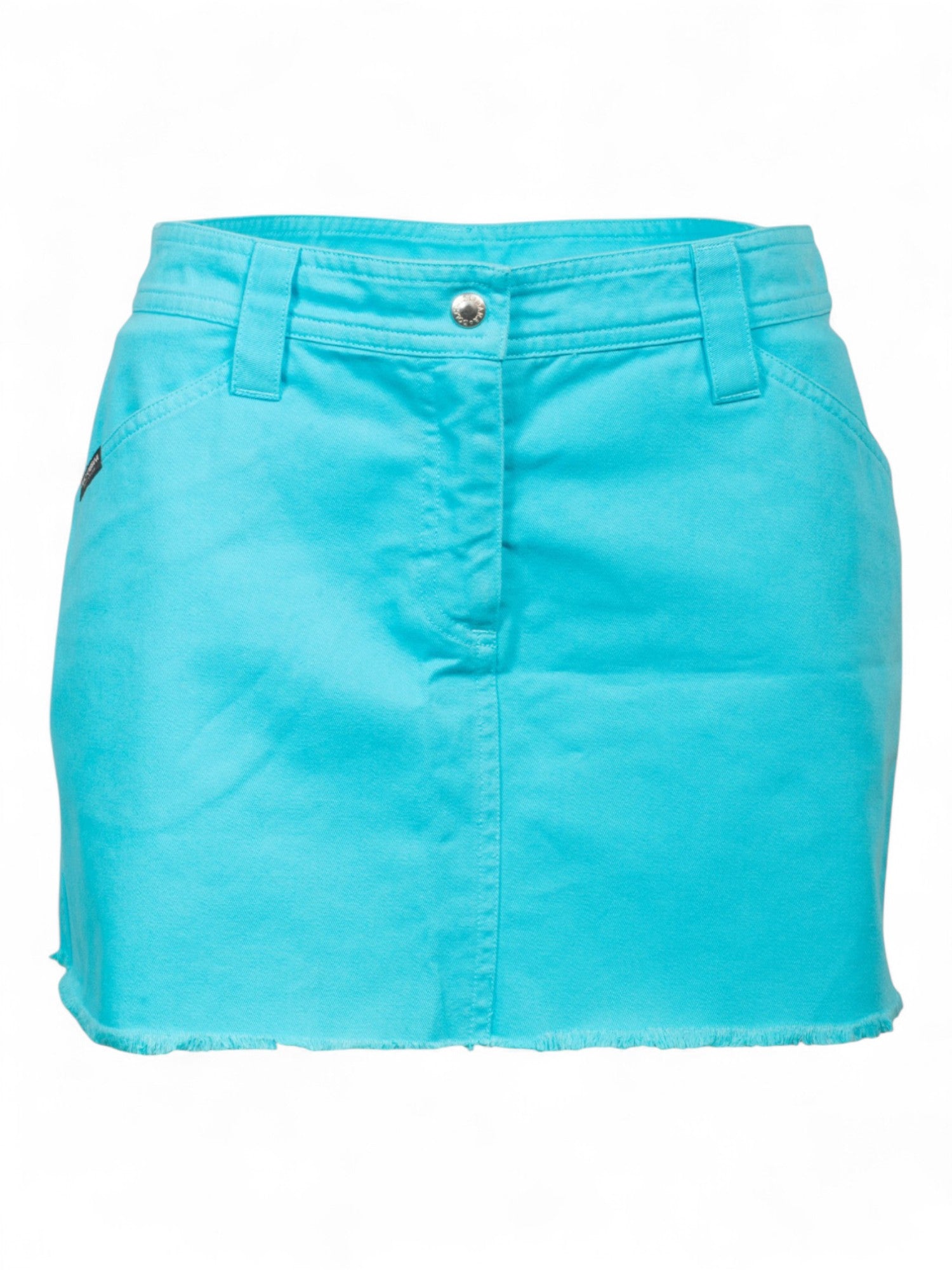 TURQUOISE DENIM MINI SKIRT