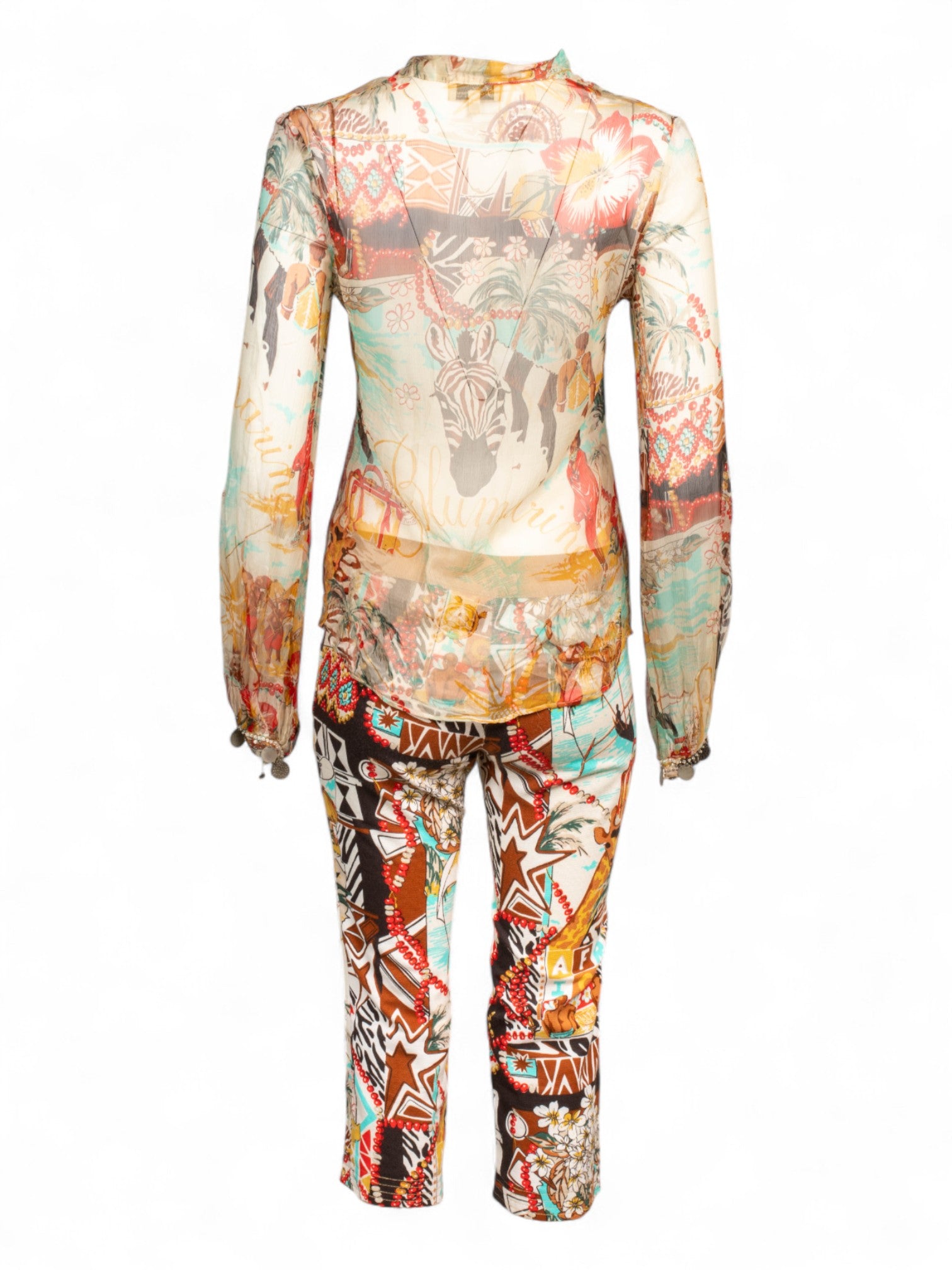 "AFRICA" PRINTED SILK CAPRI & TOP SET