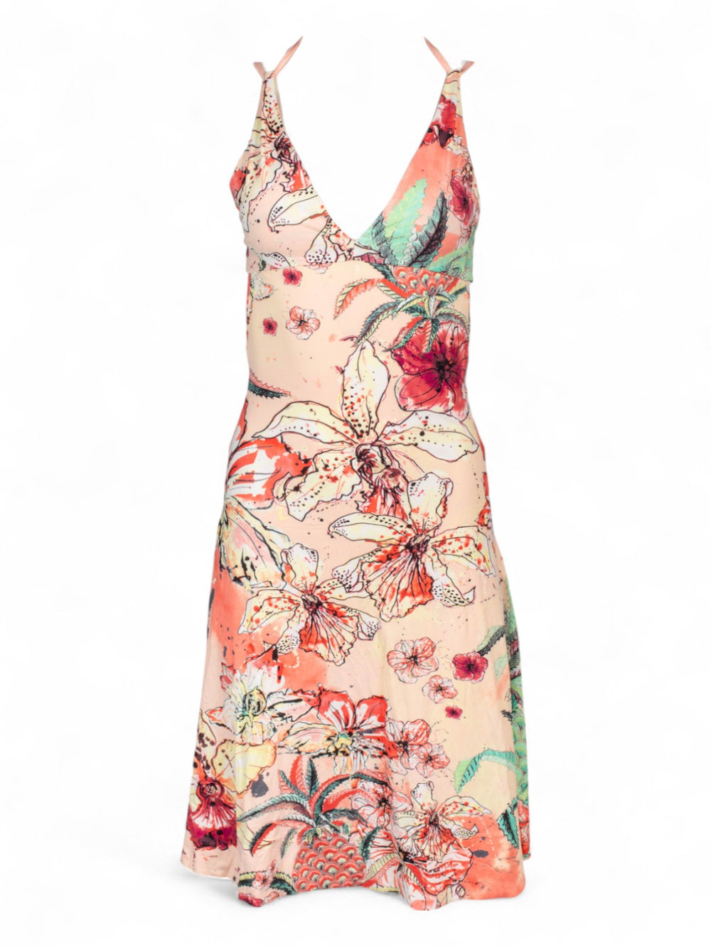 PINK ORCHID PRINTED OPEN BACK MIDI DRESS