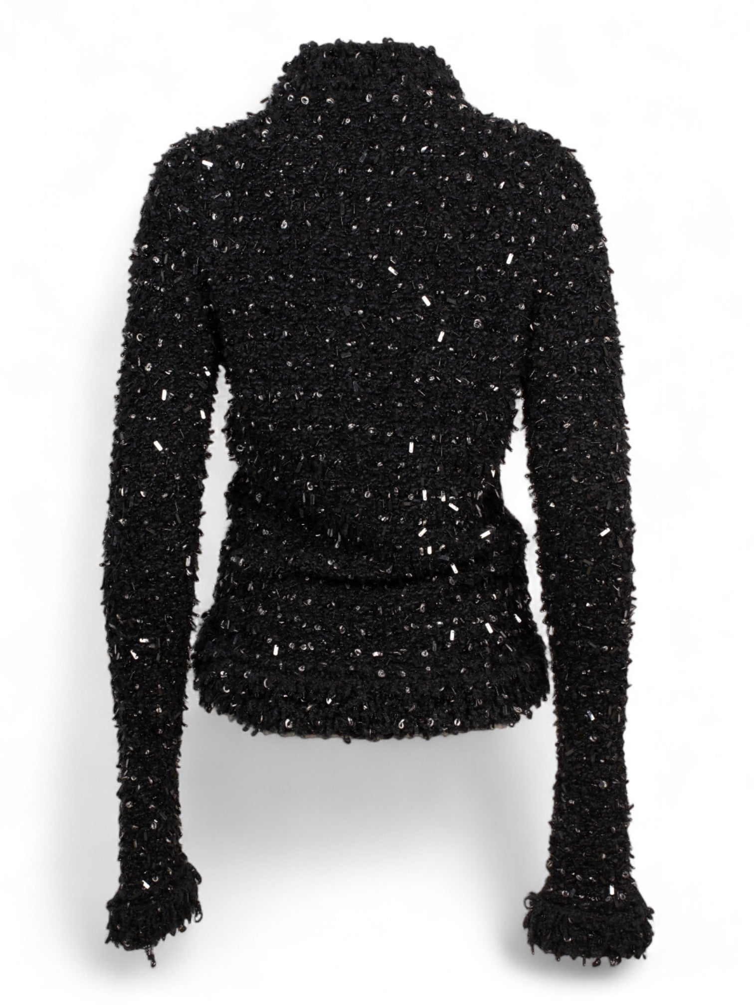 VINTAGE HEAVY CROCHET BLACK SEQUIN CARDIGAN