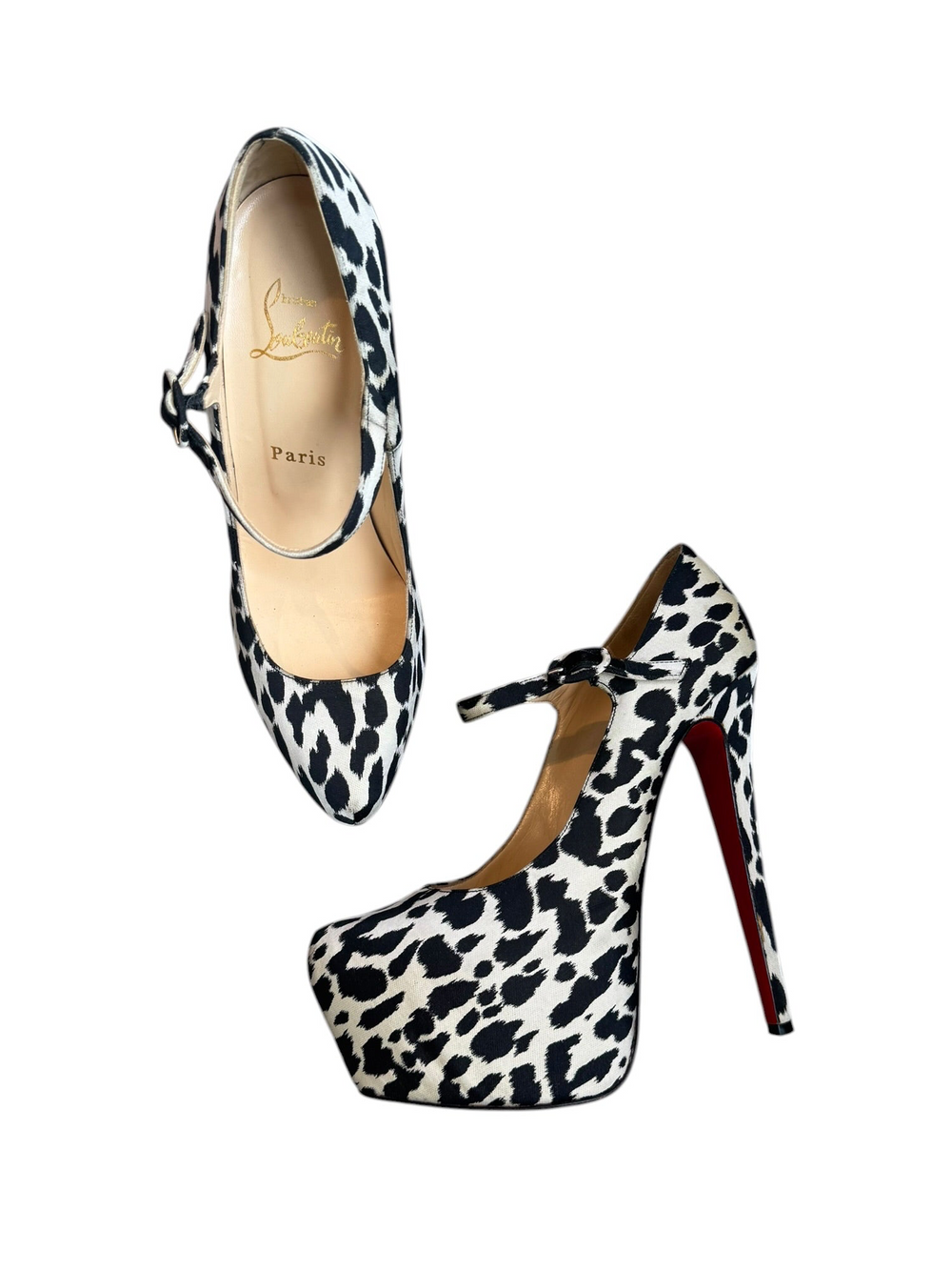 B&W LEOPARD PRINT STILETTO PLATFORM HEELS