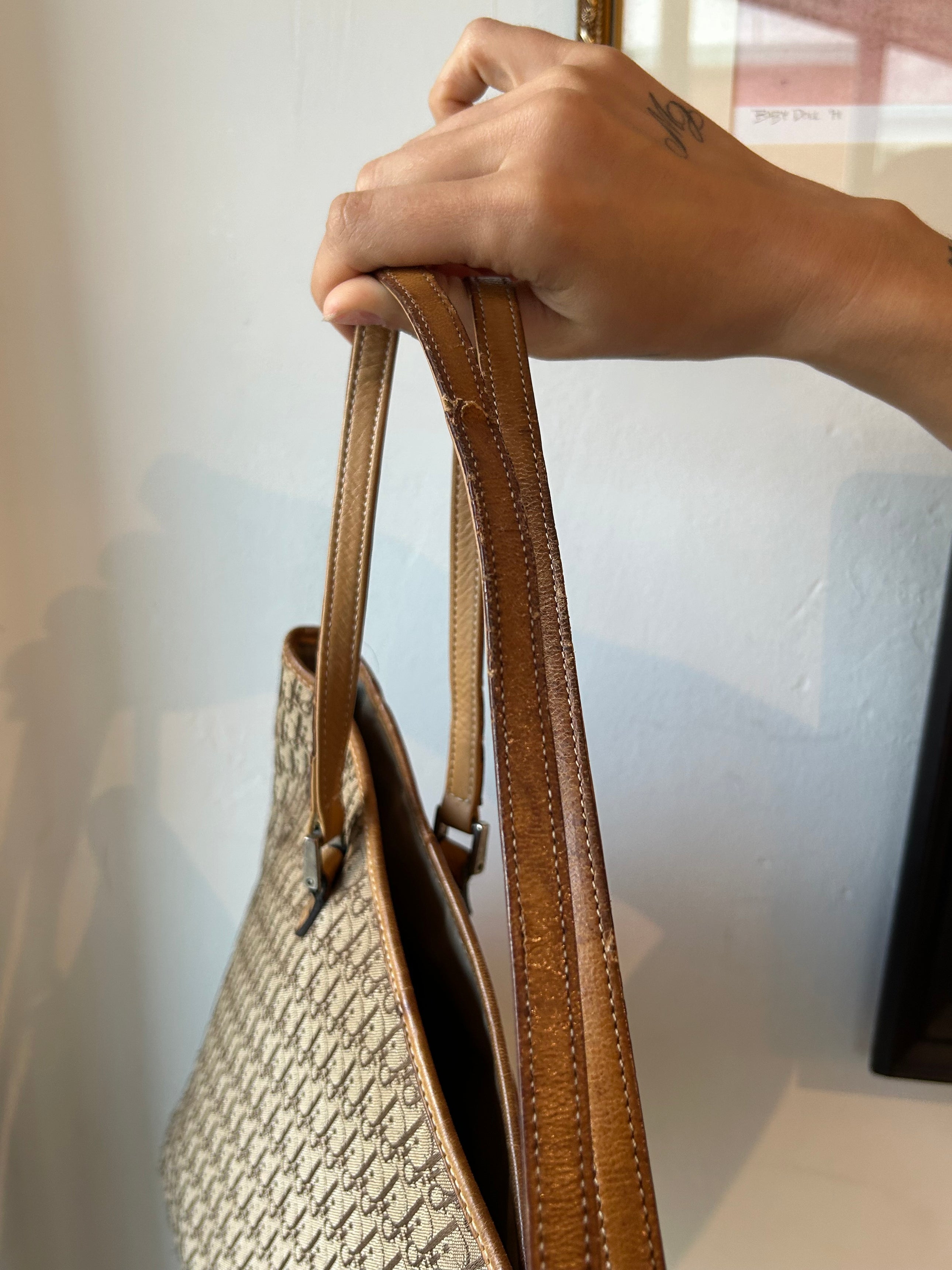 TAN MONOGRAM TOTE (AS IS - STRAP)