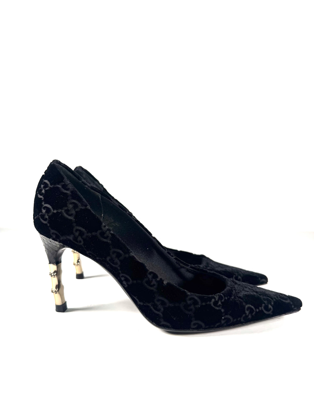 TOM FORD VELVET MONOGRAM BAMBOO PUMPS