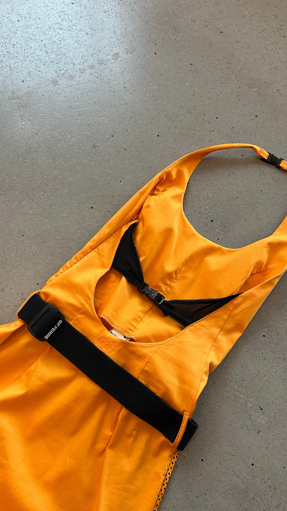 ORANGE & BLACK BUCKLE GRAPHIC BELTED CARGO DRESS
