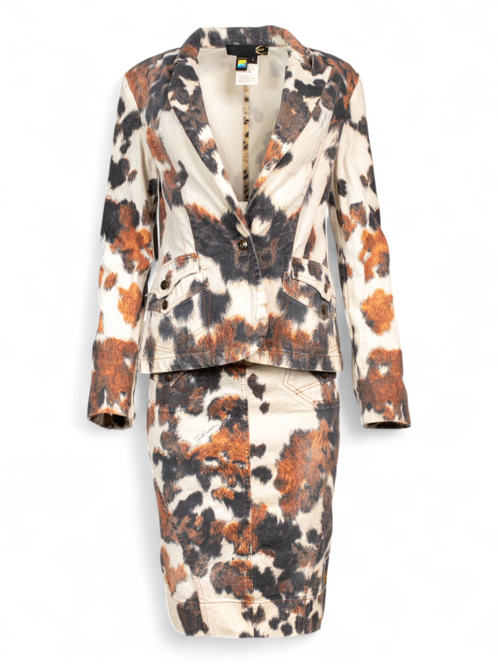 COWHIDE PRINT BLAZER & SKIRT SET