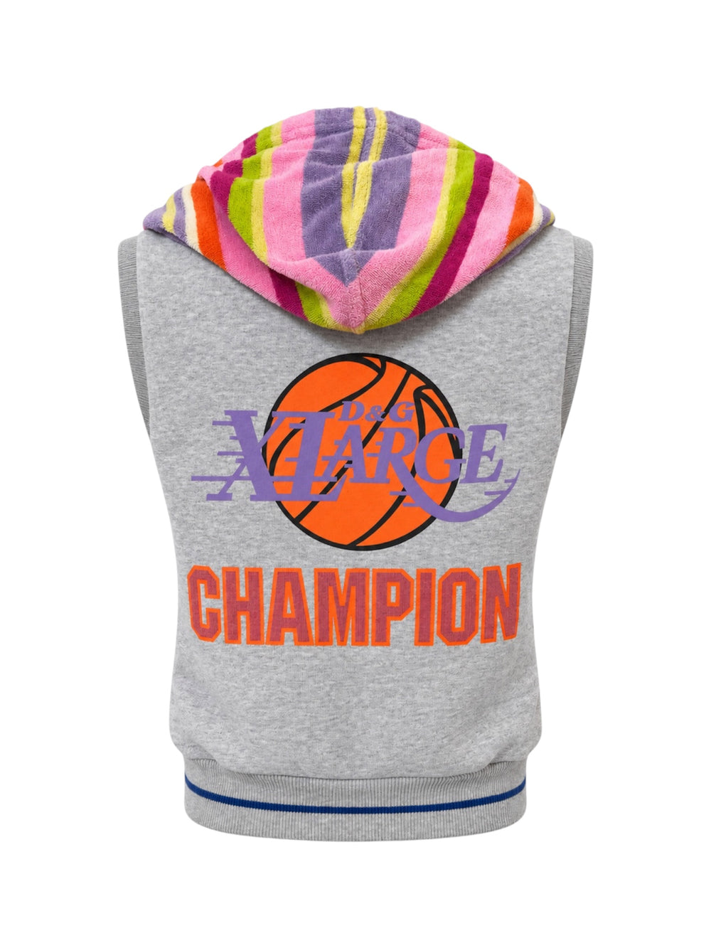 2002 MULTICOLOR STRIPED HOODED TERRY CLOTH VEST