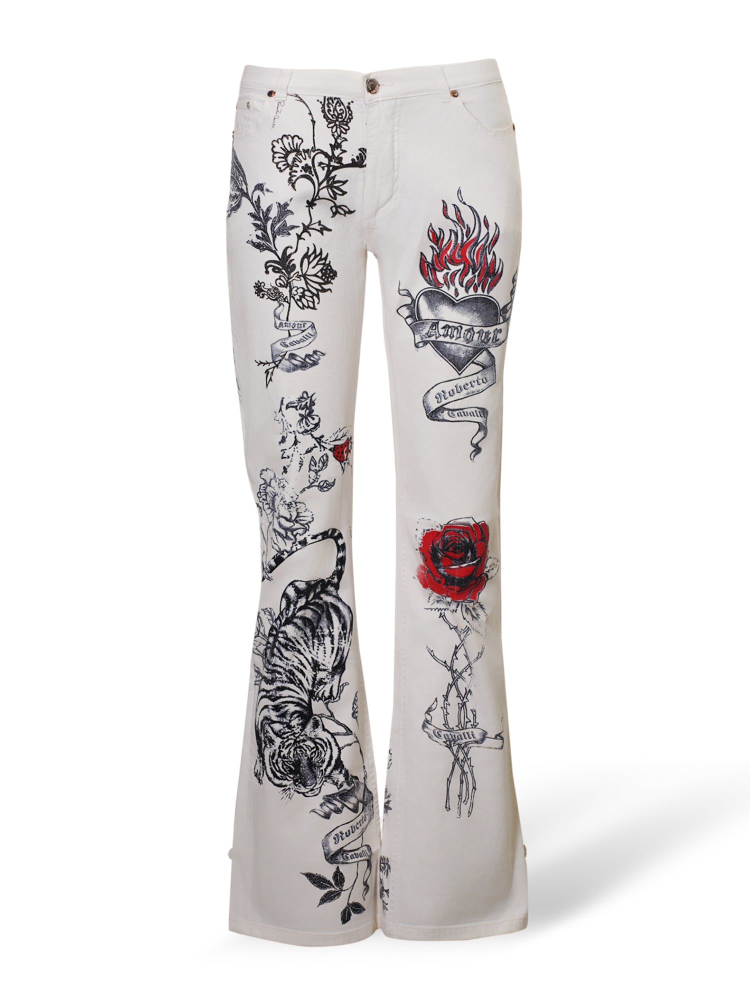 SS03 AMOUR TATTOO WHITE FLARE JEANS