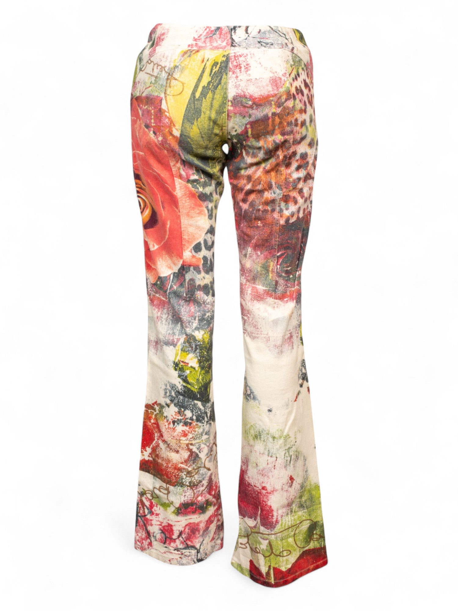 CHEETAH & FLORAL WHITE LACE UP MID RISE JEANS