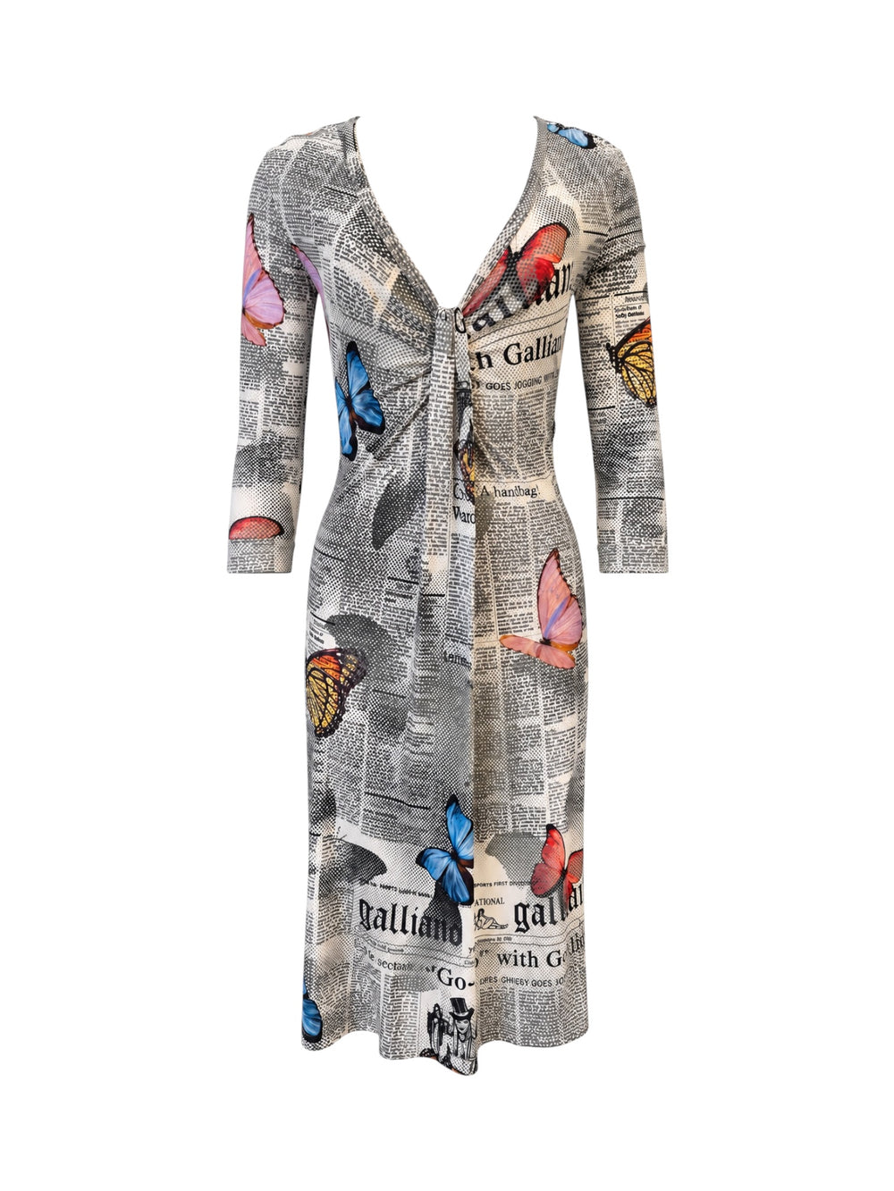 NEWSPAPER BUTTERFLY PRINT L/S MAXI DRESS (AS IS) @SM