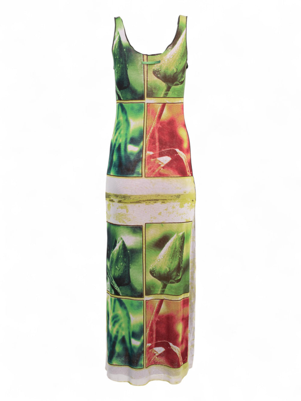SS1998 PATCHWORK MESH MAXI DRESS W THREAD HANG