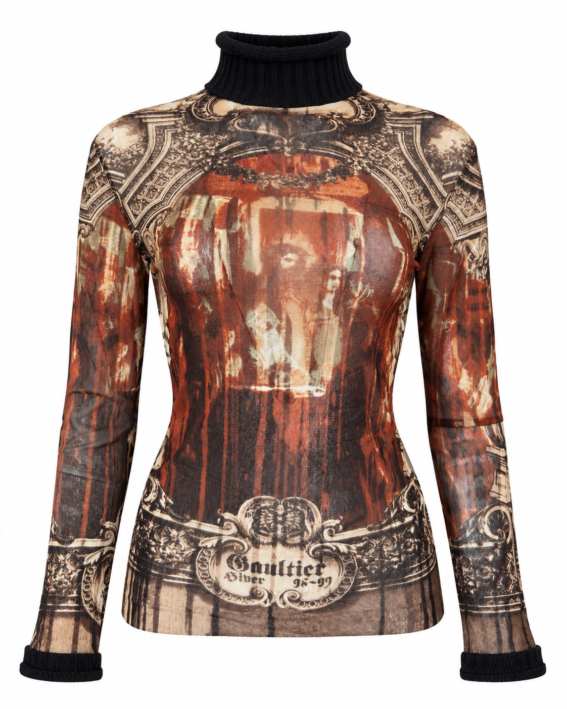 FW98 BURNT ORANGE "GOTHIC CATHEDRAL"  L/S TURTLE NECK