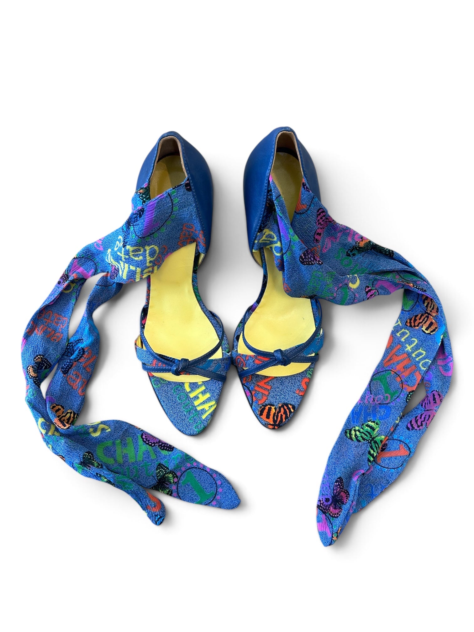 SS05 RARE CHAOS BLUE BUTTERFLY PRINT WRAP WEDGES