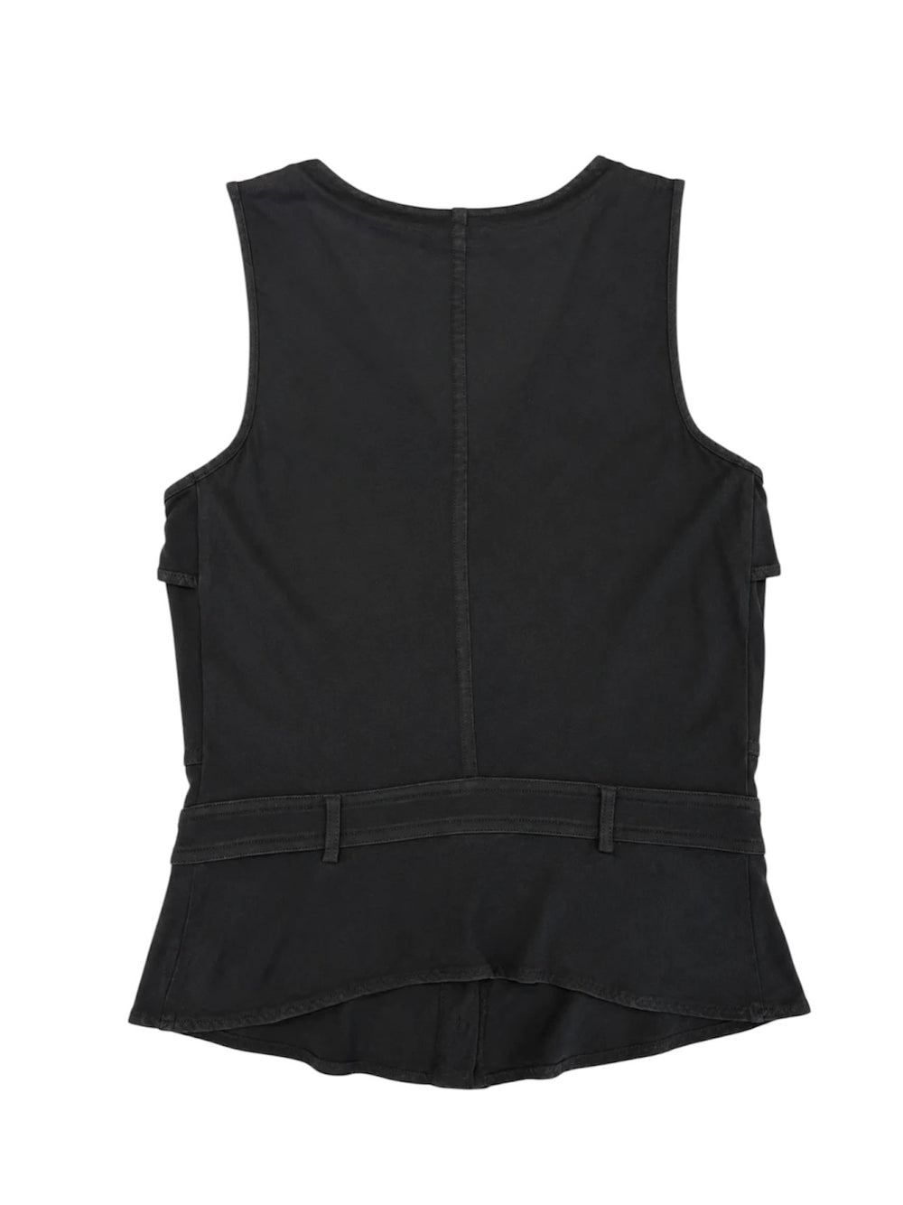 BLACK SHEER VISCOSE "YSL" BUTTON DOWN VEST TOP