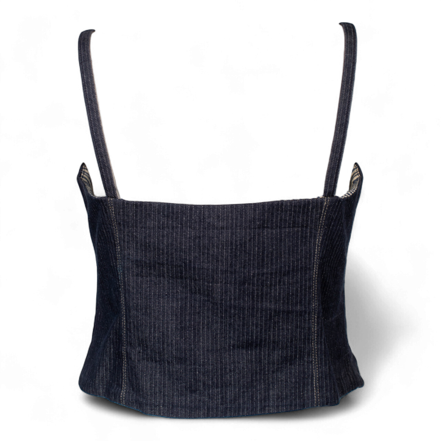 STRIPED DENIM BUSTIER TOP @AFENI