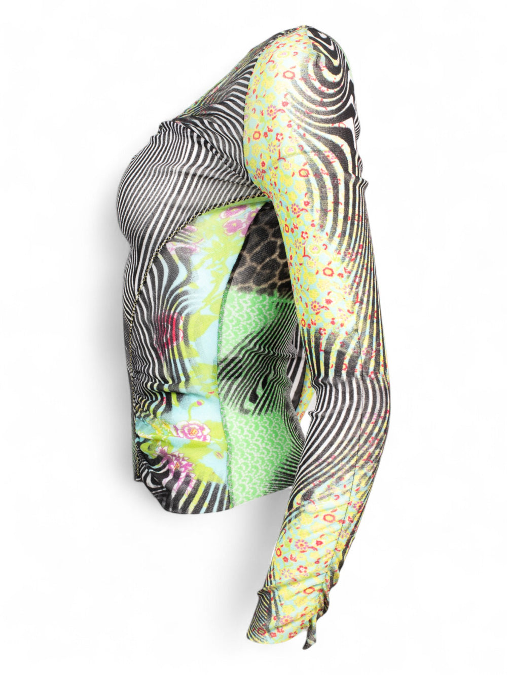MESH CHEETAH/FLORAL SWIRL PRINT L/S TOP