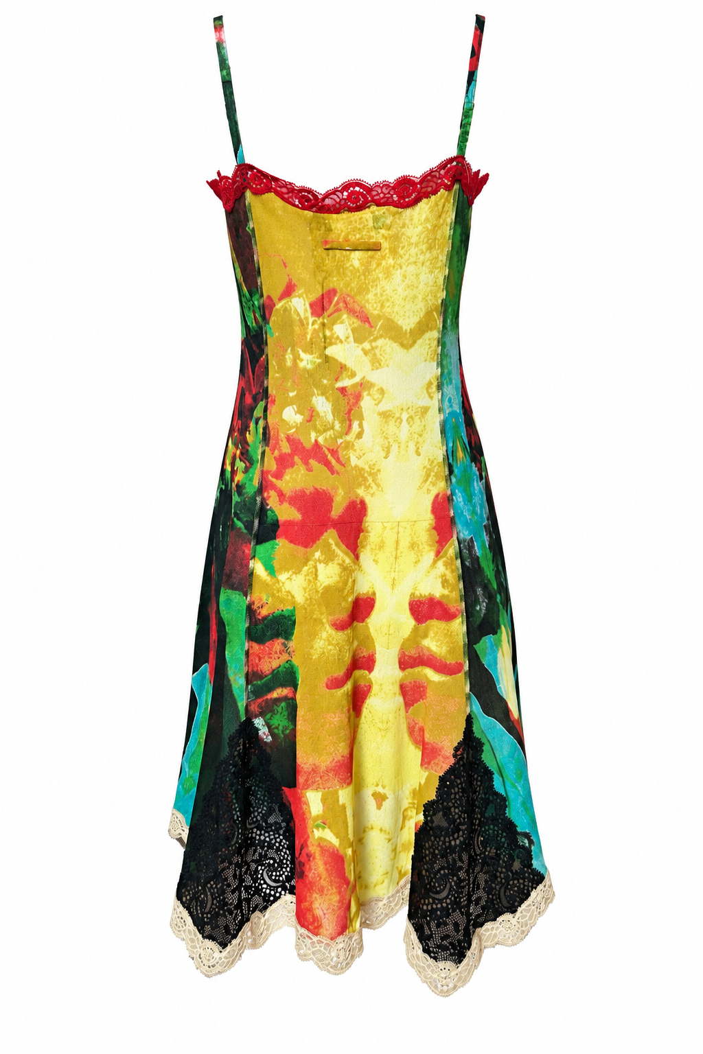 SS00 "PSYCHEDELIC" FACES MESH DRESS W LACE TRIM