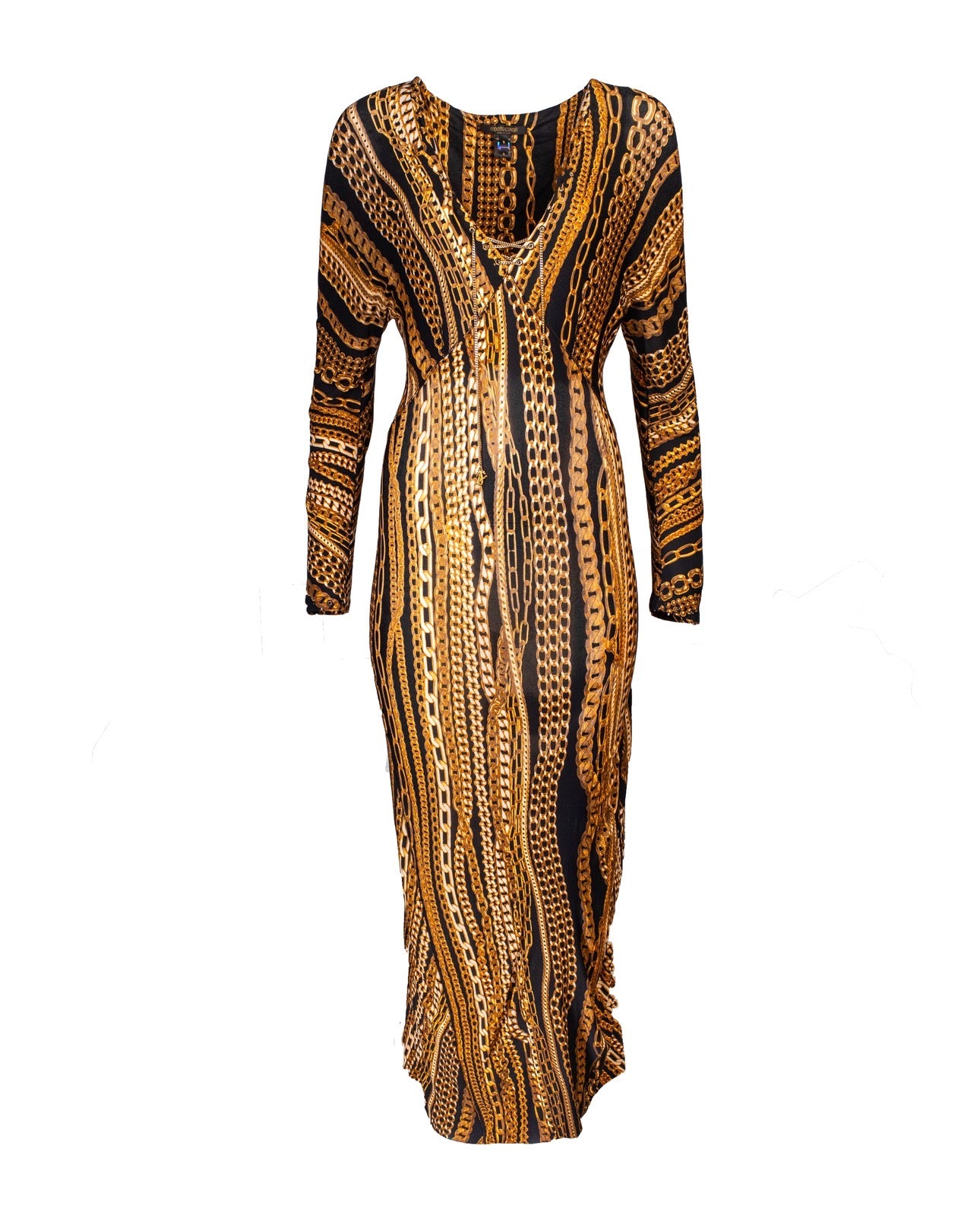 2003 CHAIN PRINTED LONGSLEEVE MAXI DRESS