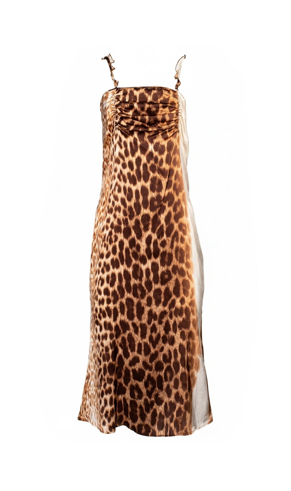 SILK CREAM & CHEETAH MIDI DRESS