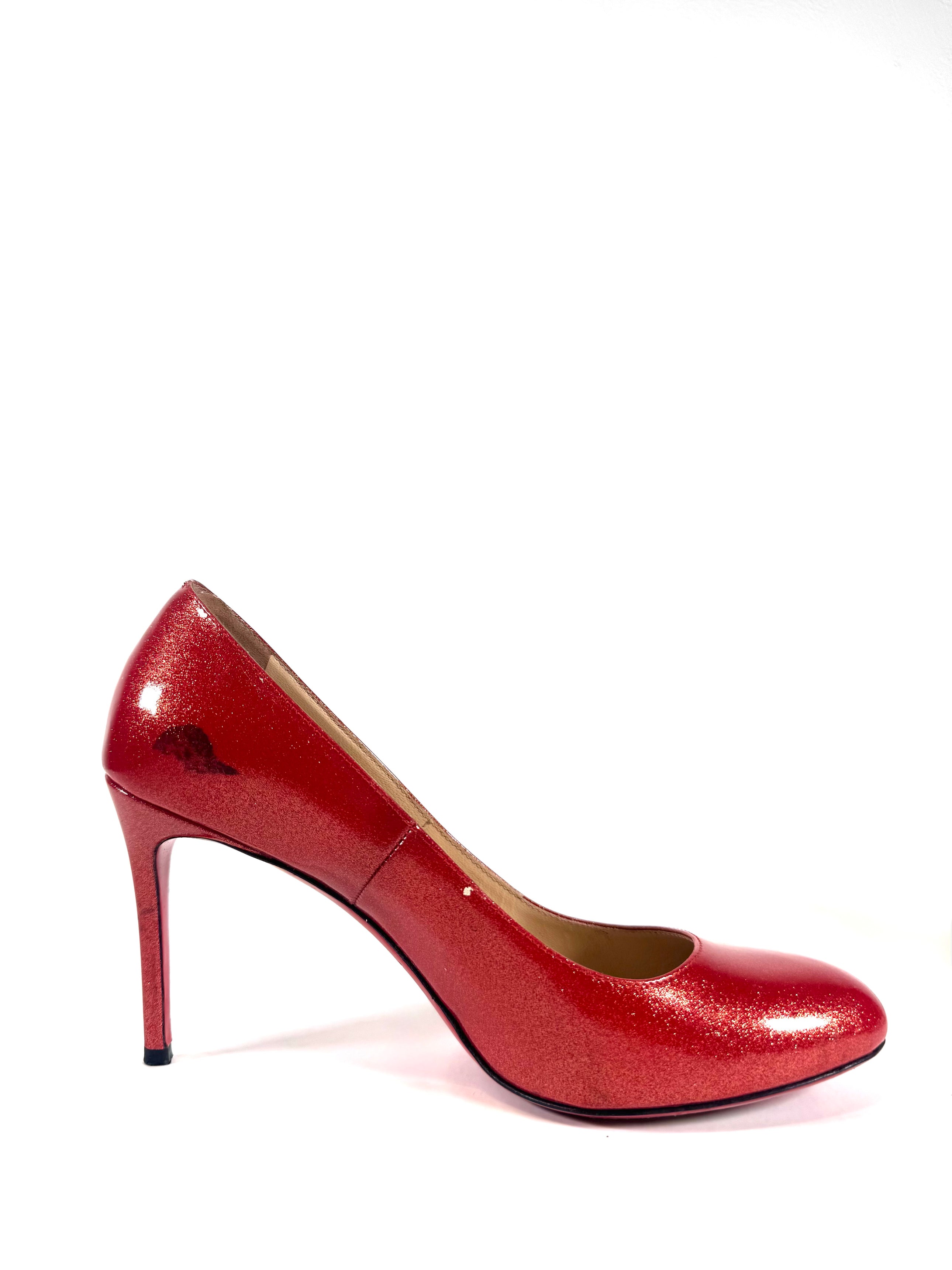 RED SPARKLY PATENT LEATHER PUMPS @JKOVA
