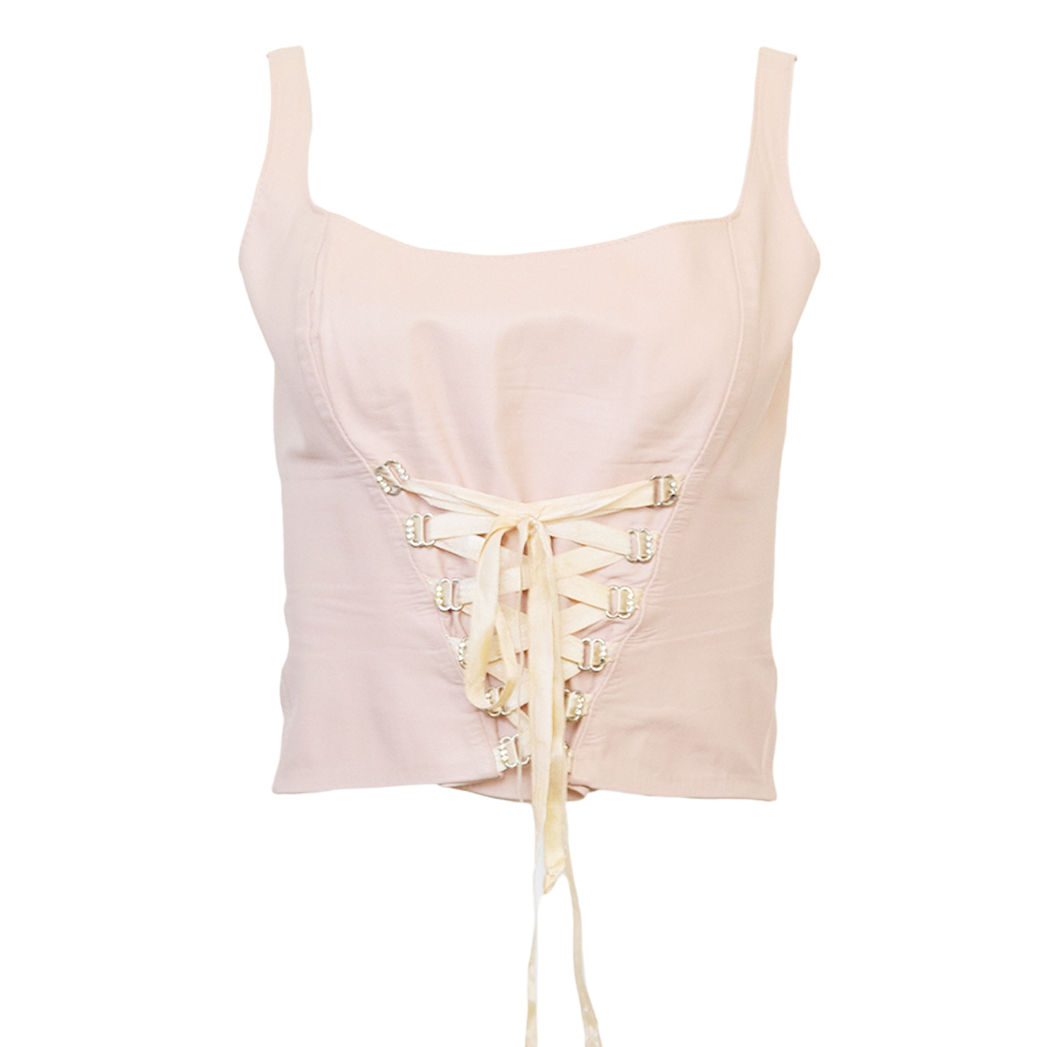 BLUSH PINK LEATHER LACEUP CORSET TOP